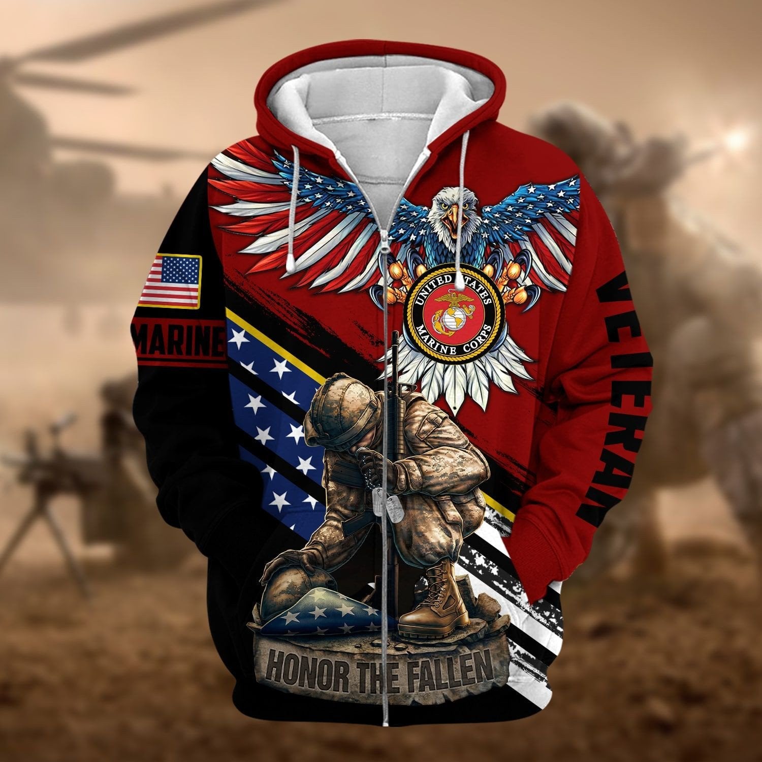 Unique Honor The Fallen Veteran Zip Hoodie PVC151001