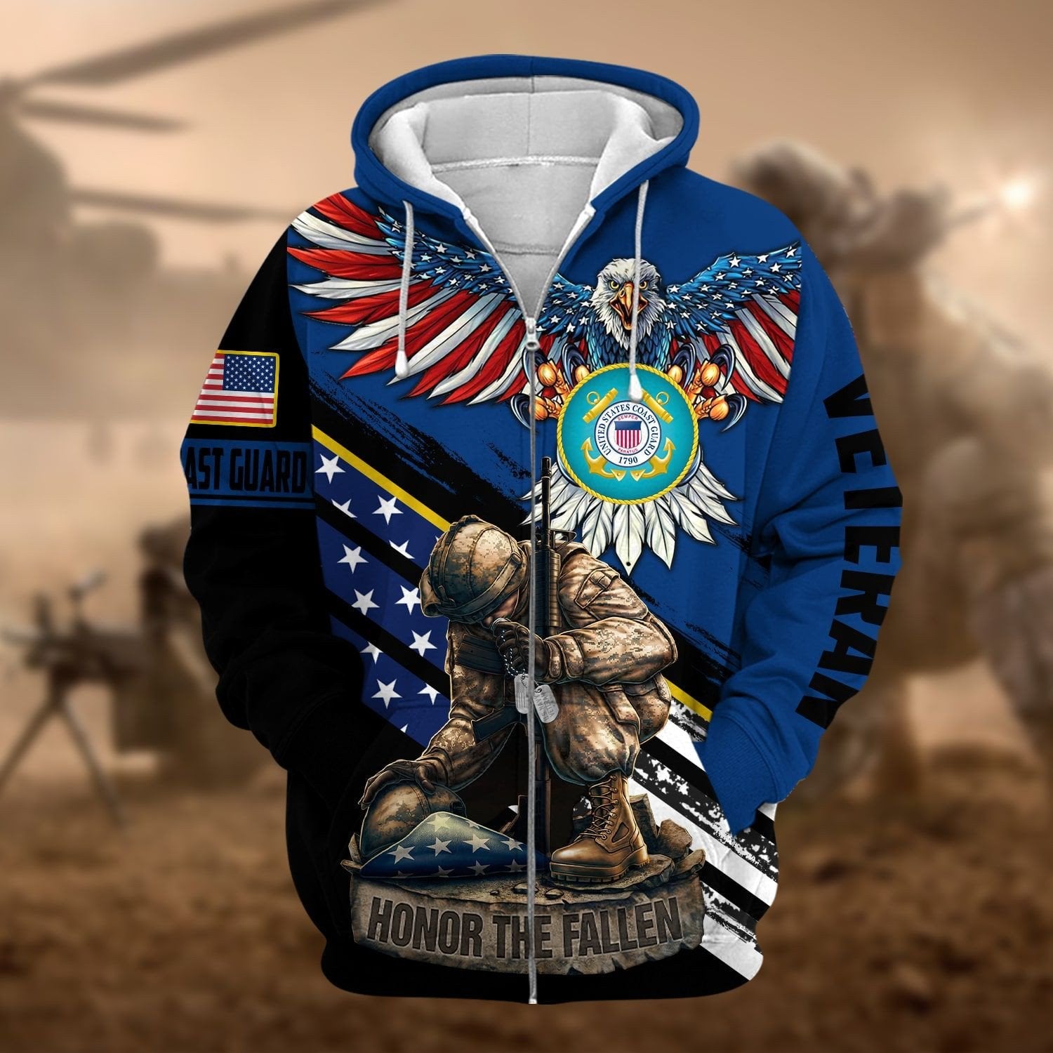 Unique Honor The Fallen Veteran Zip Hoodie PVC151001