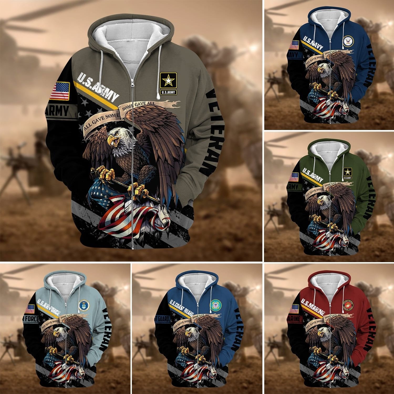 Premium American Veteran Zip Hoodie NVT161003