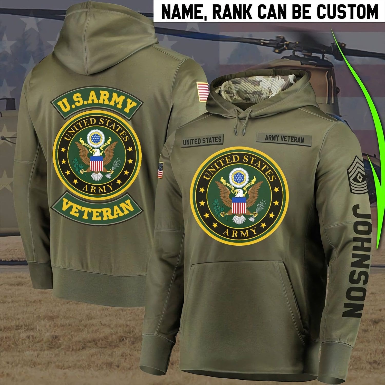 Personalized Multiple US Military Services Veteran Hoodie PVC181002