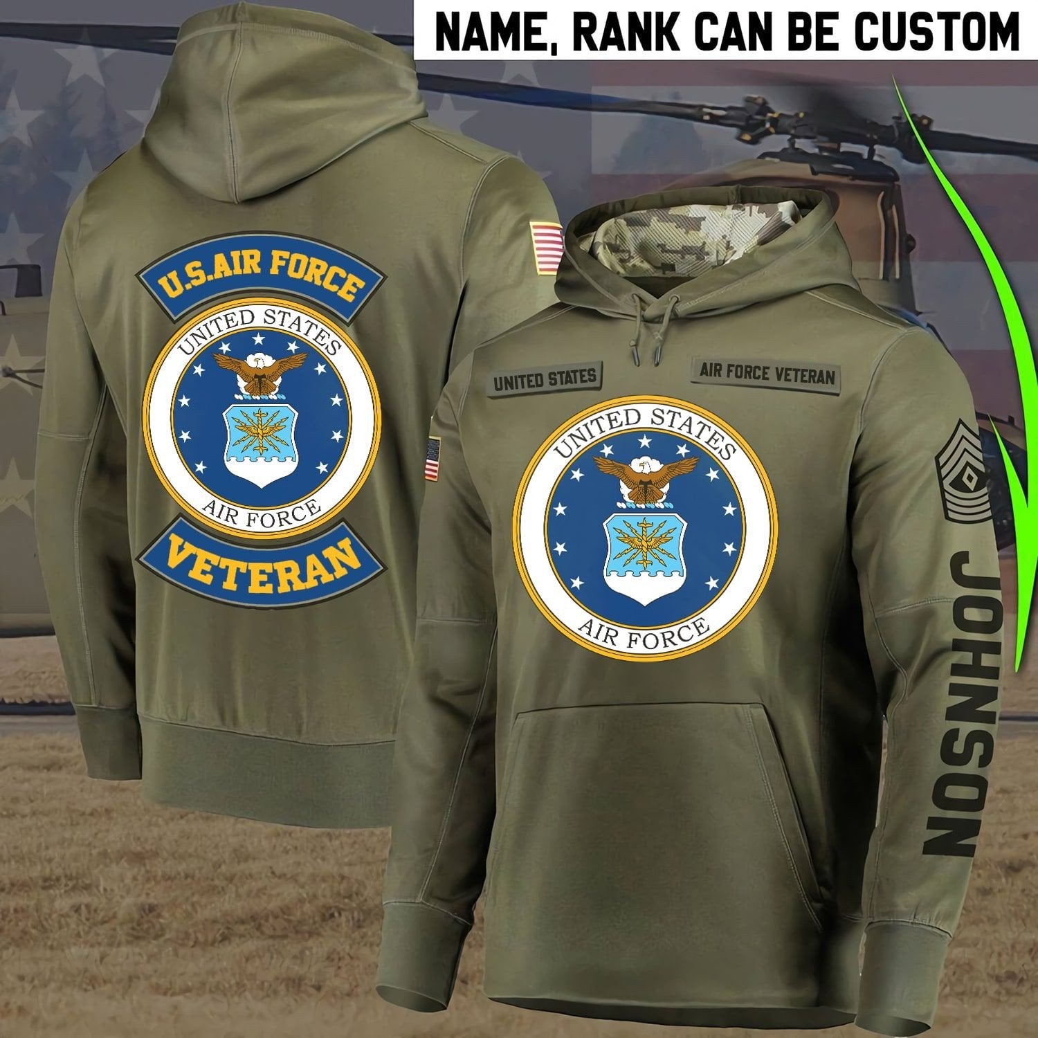 Personalized Multiple US Military Services Veteran Hoodie PVC181002