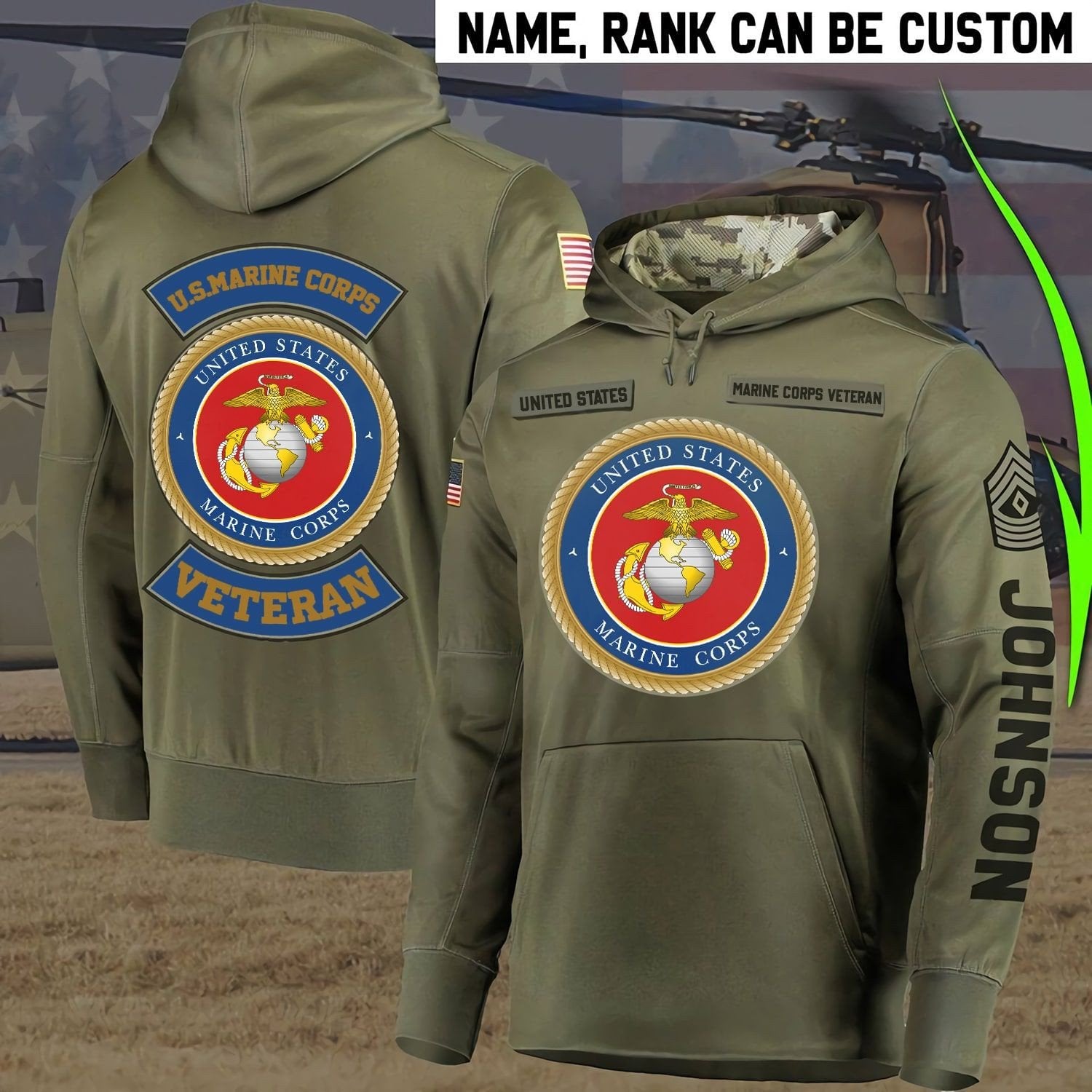 Personalized Multiple US Military Services Veteran Hoodie PVC181002