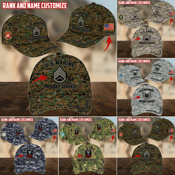 Personalized Name US Military Services Veteran Cap PVC191001