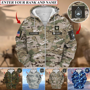 Personalized Premium Multiple US Military Services Veteran Zip Hoodie PVC221001