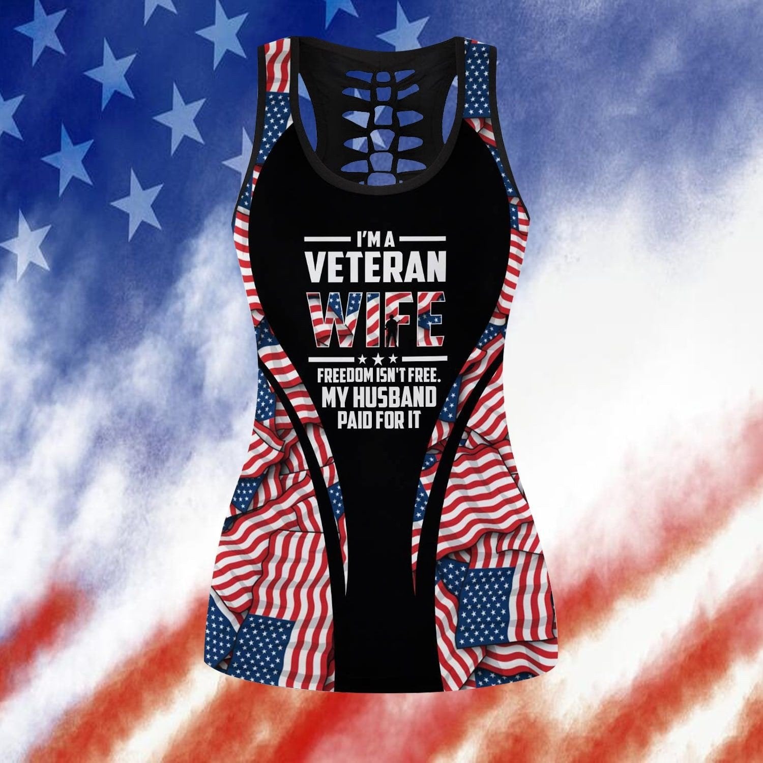 Unique Proud To Be A Veteran Wife Tanktop Legging TVN191004