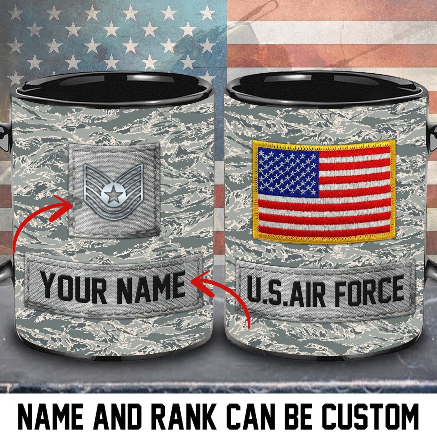 Unique Personalized Name And Rank Veteran U.S Veteran Mug PVC201001