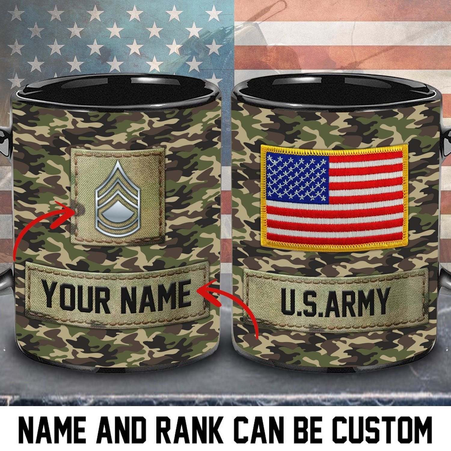 Unique Personalized Name And Rank Veteran U.S Veteran Mug PVC201001