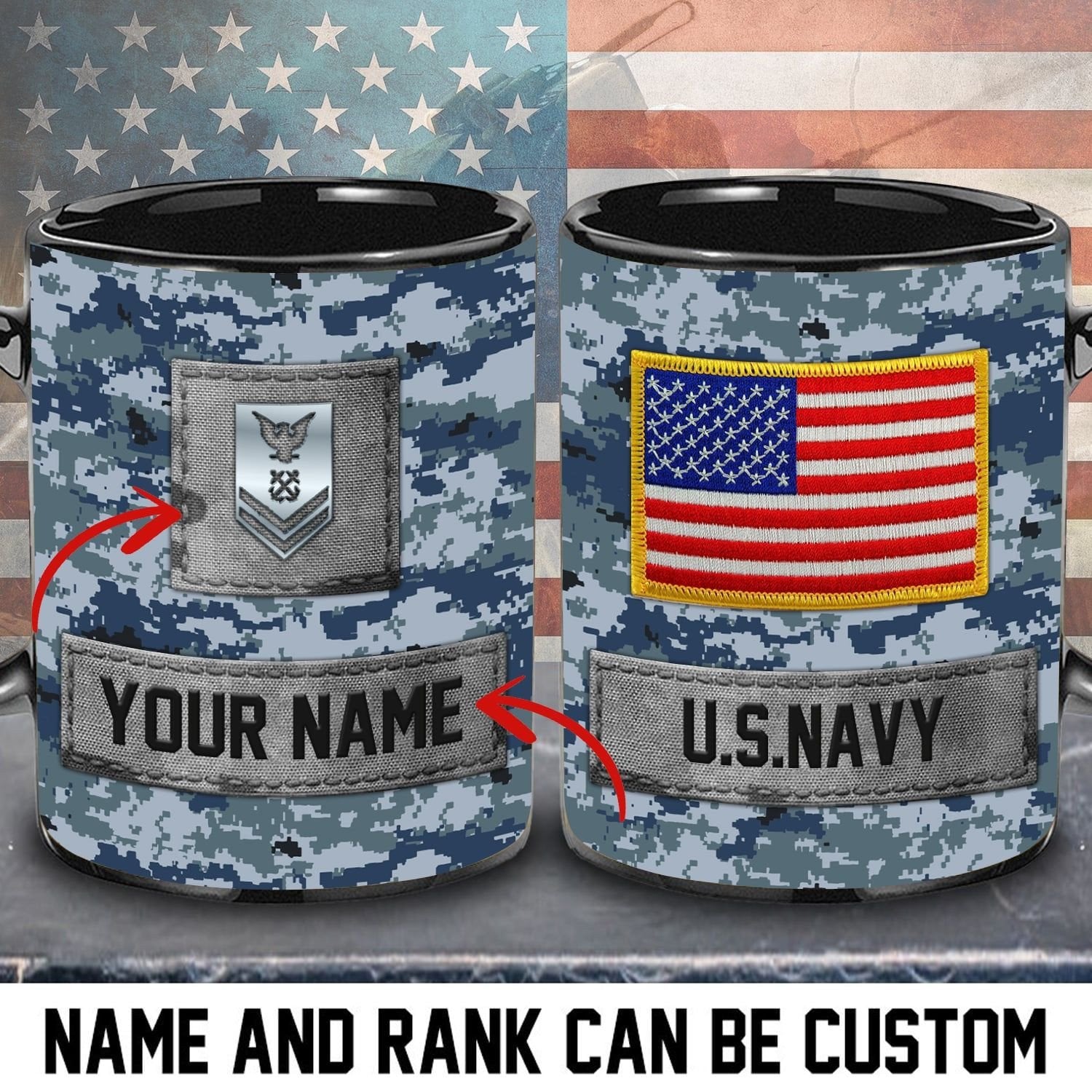 Unique Personalized Name And Rank Veteran U.S Veteran Mug PVC201001
