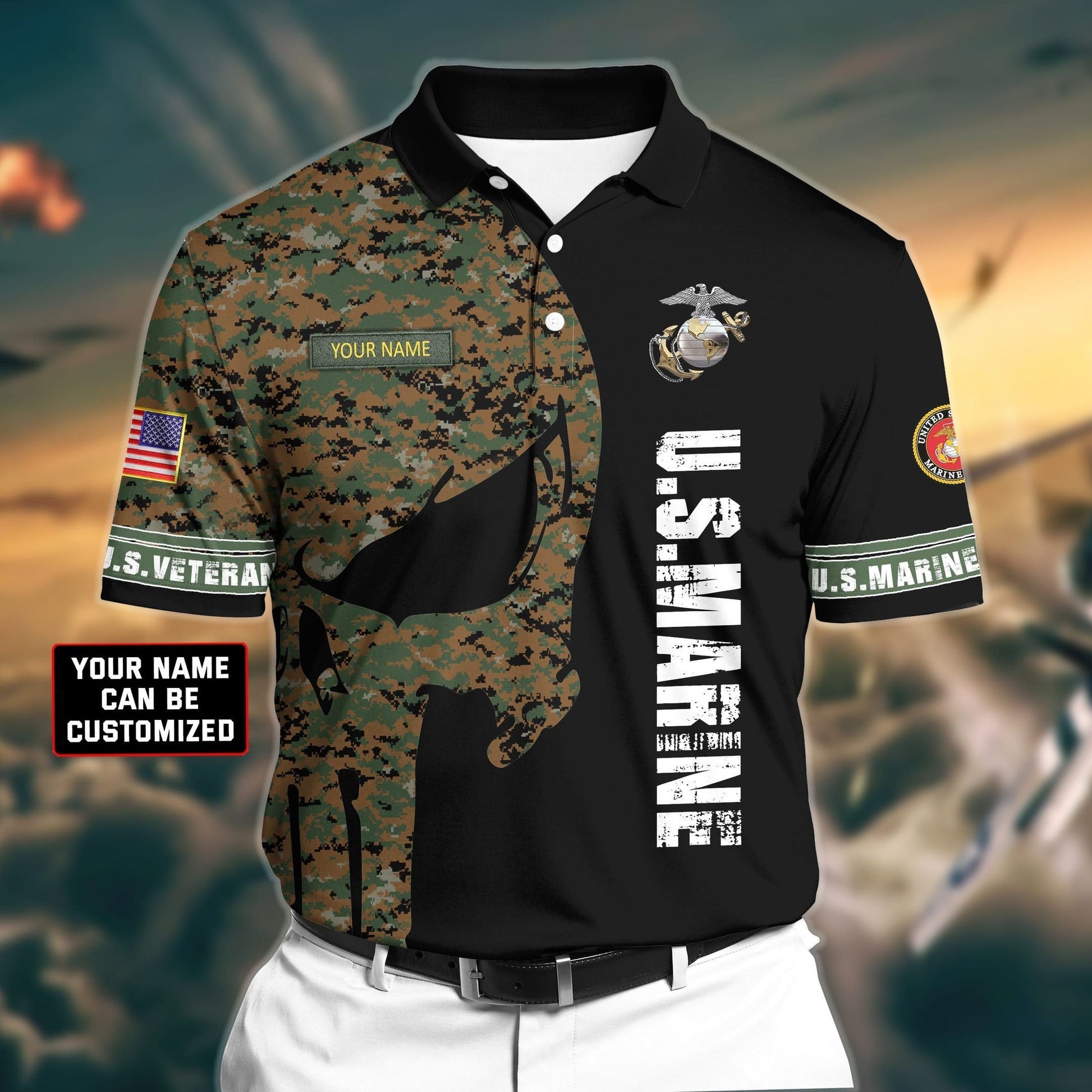 Personalized Premium Veteran U.S Marine 3D Polo All Over Printed NDT260506MT