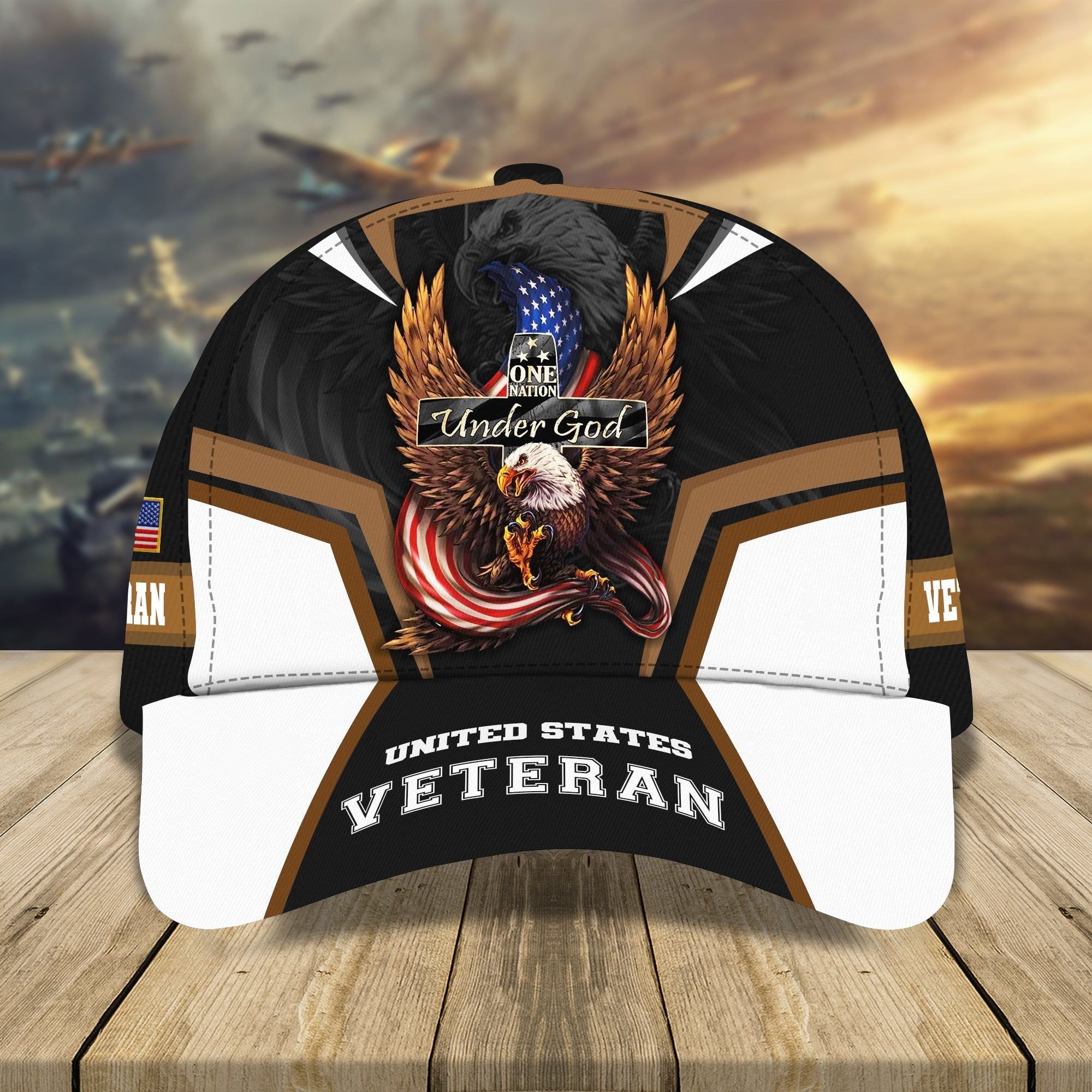 US Veteran One Nation Under God Classic Cap Multicolored 3D Printed