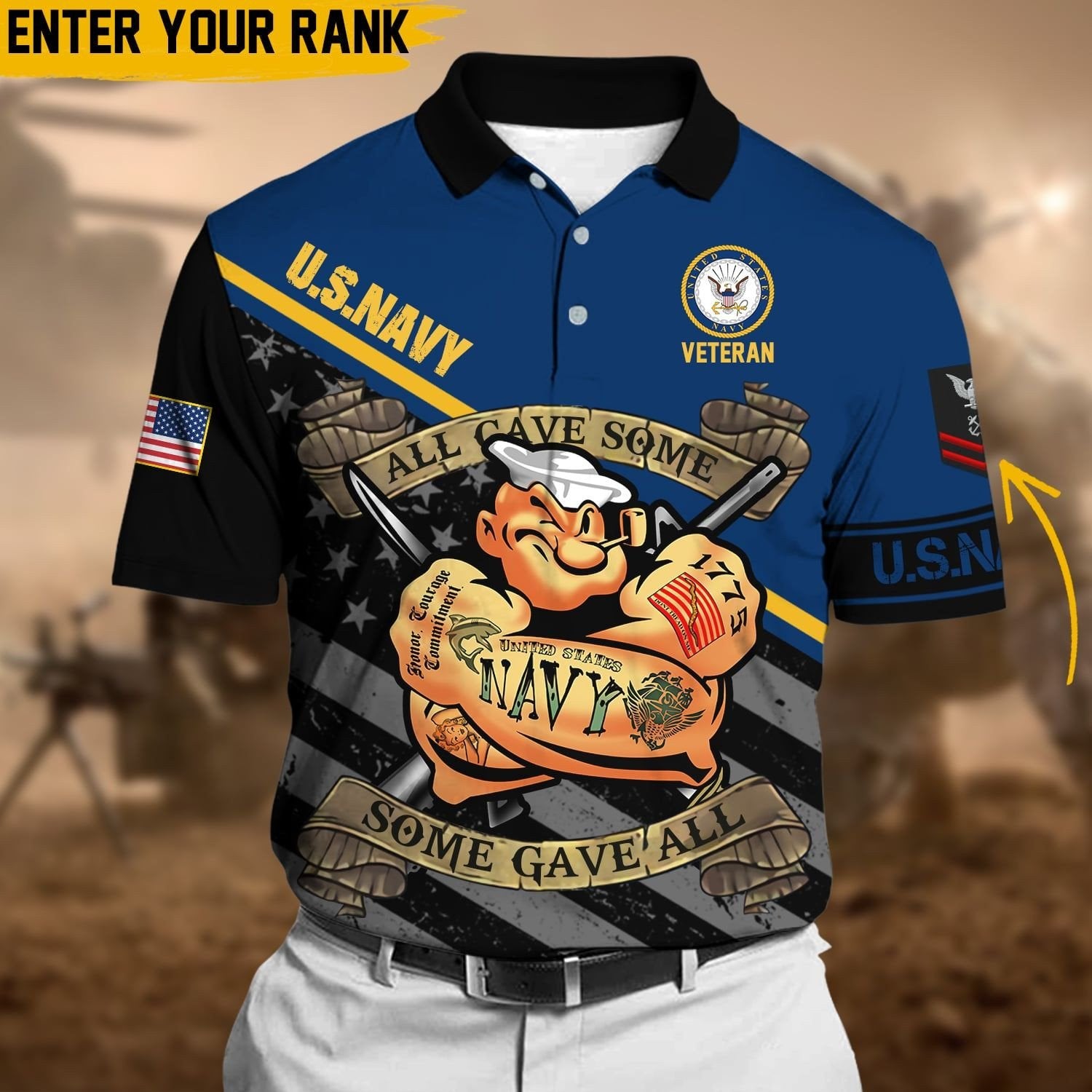 Personalized Premium Multiple US Military Services Veteran Polo Shirt PVC271001