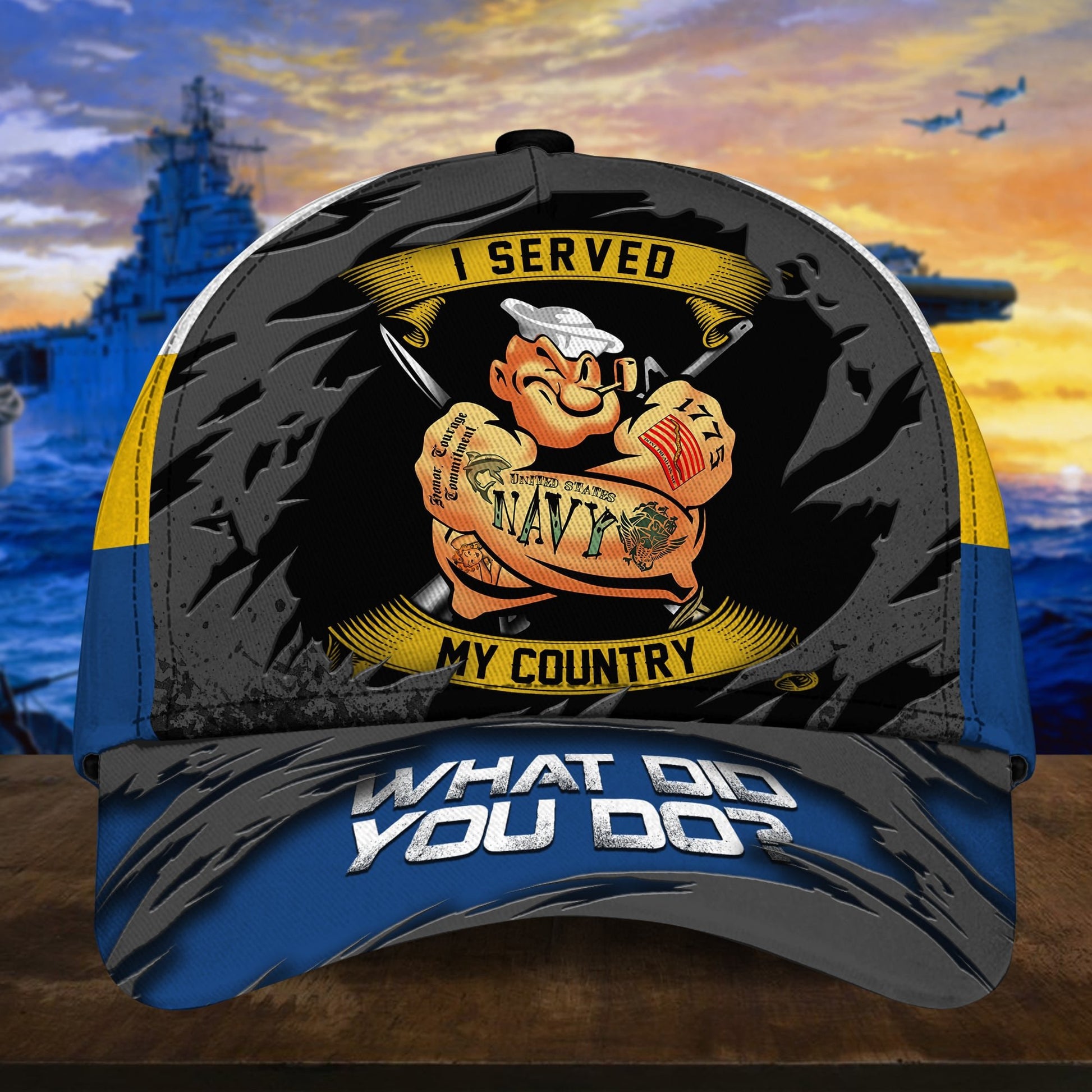 Unique Multiple US Military Services Veteran Cap PVC301001