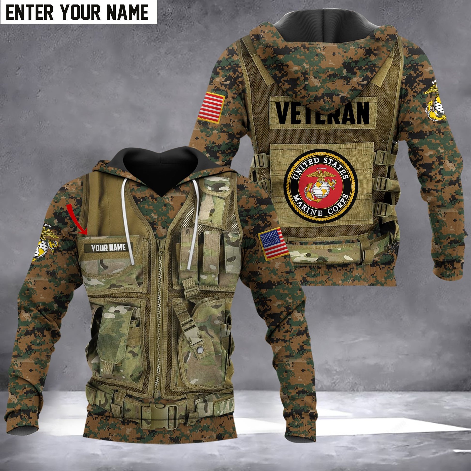 Personalized Name U.S Veteran Hoodie PVC061101