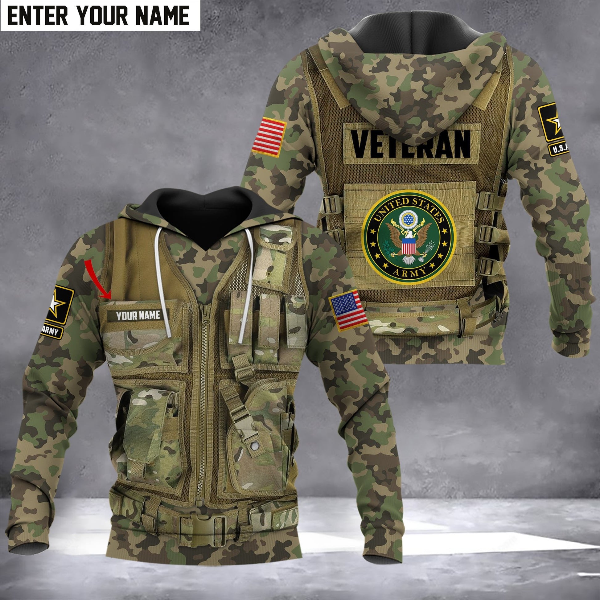 Personalized Name U.S Veteran Hoodie PVC061101