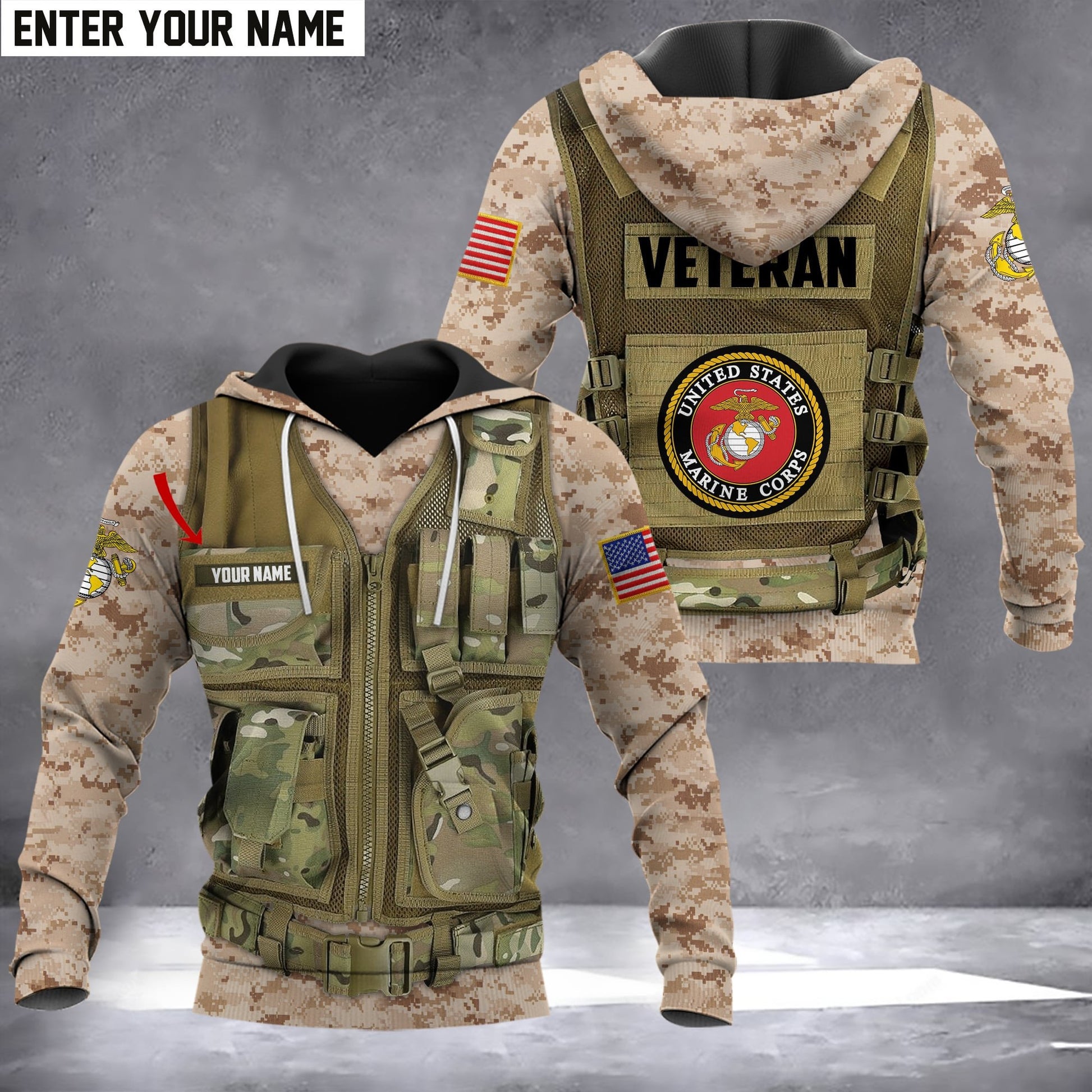 Personalized Name U.S Veteran Hoodie PVC061101