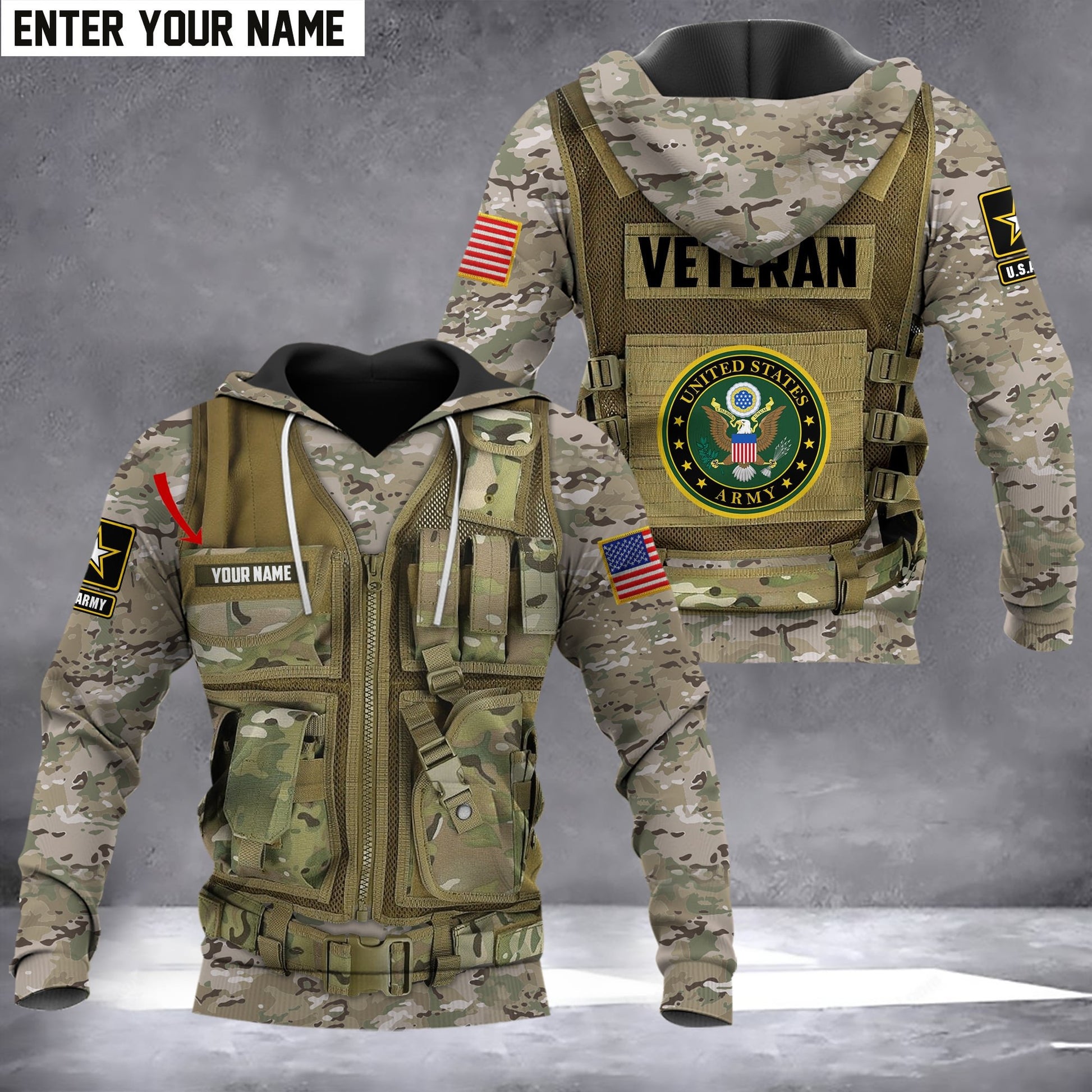 Personalized Name U.S Veteran Hoodie PVC061101