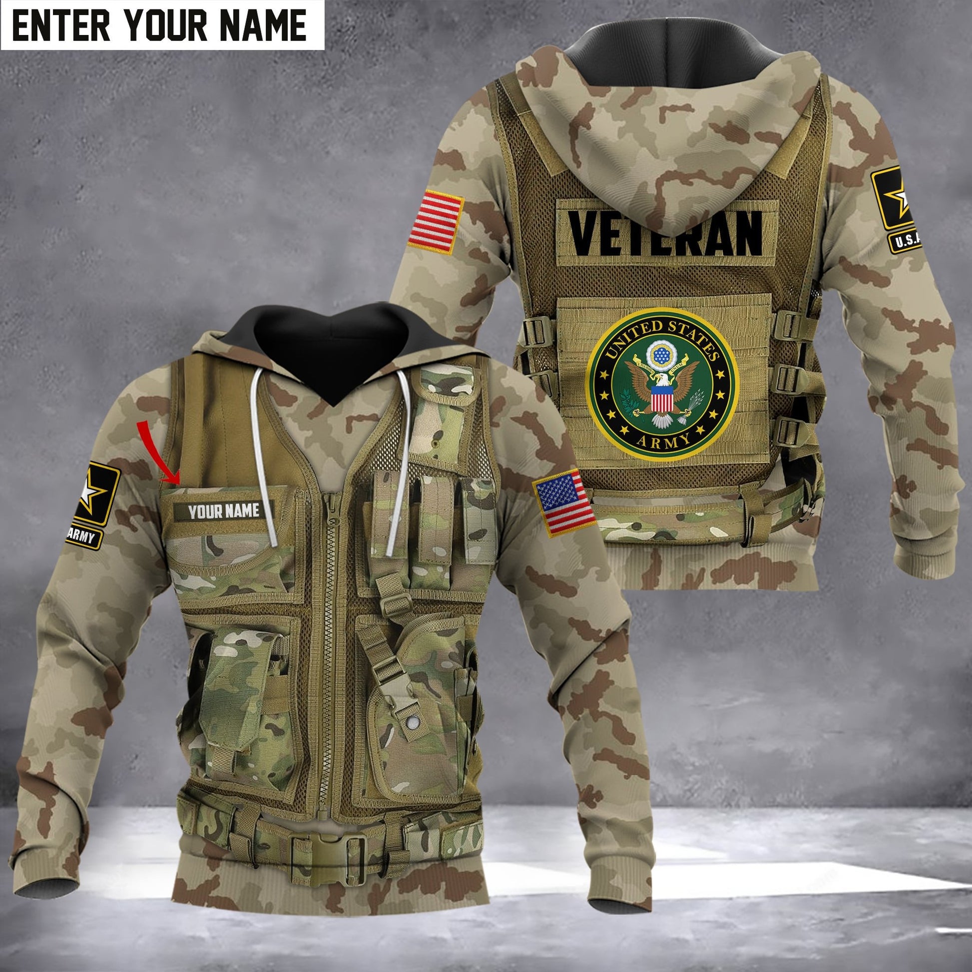 Personalized Name U.S Veteran Hoodie PVC061101