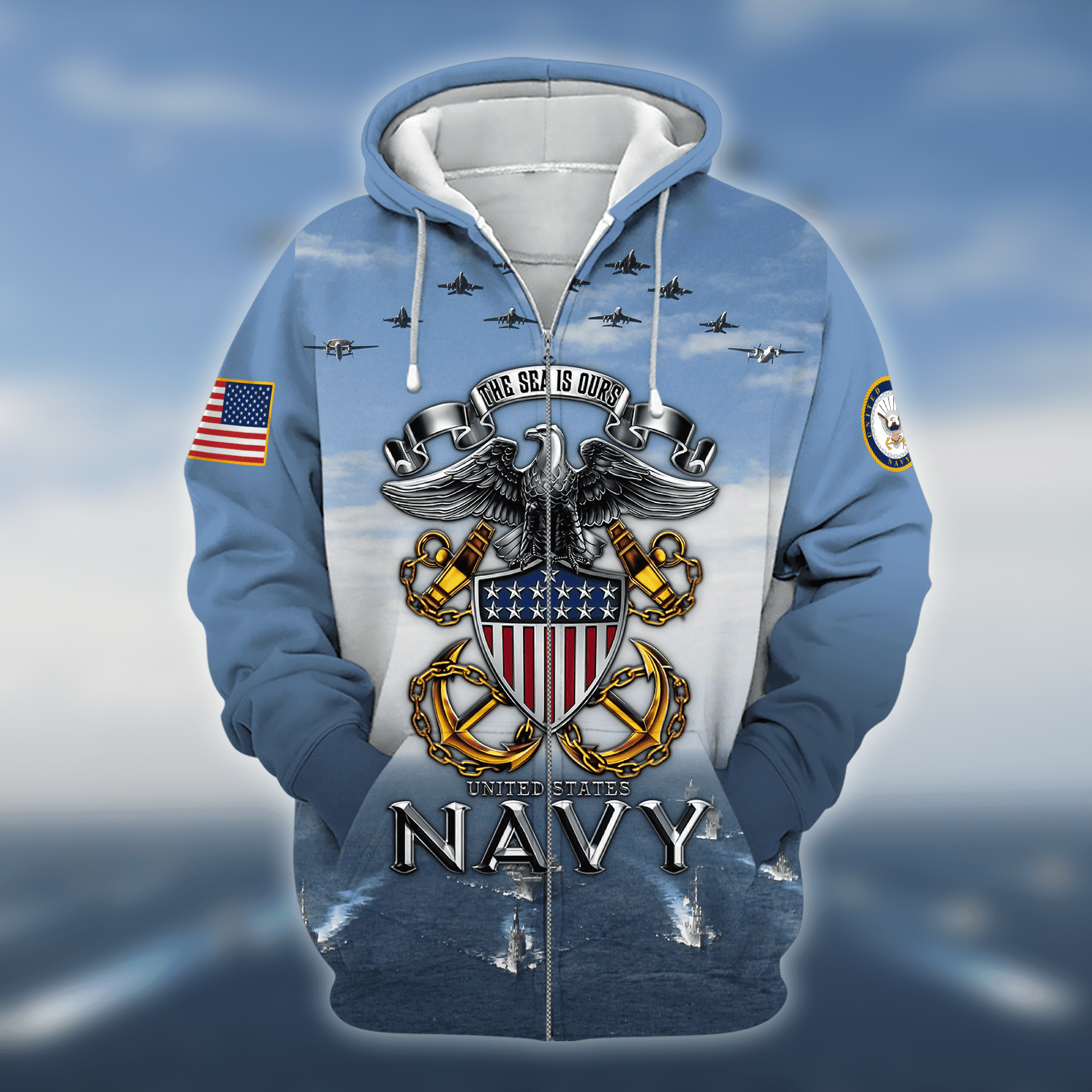 Unique U.S Navy Veteran Zip Hoodie PVC161102