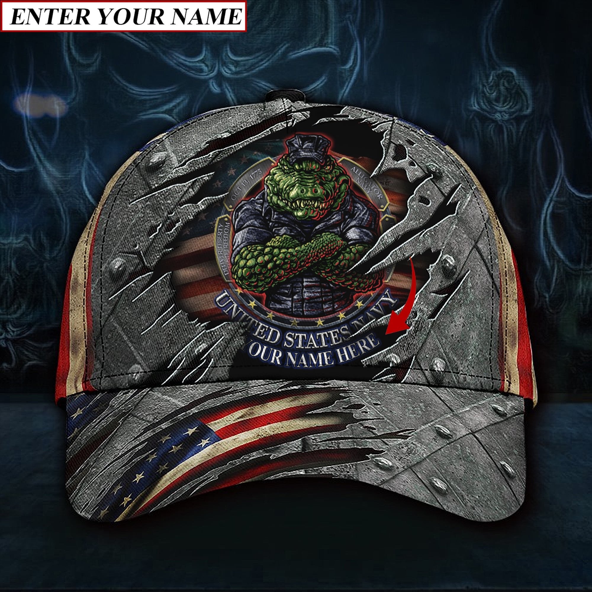 Personalized Unique Navy Amphibious Alligator Zip Hoodie & Cap Collection TVN021201