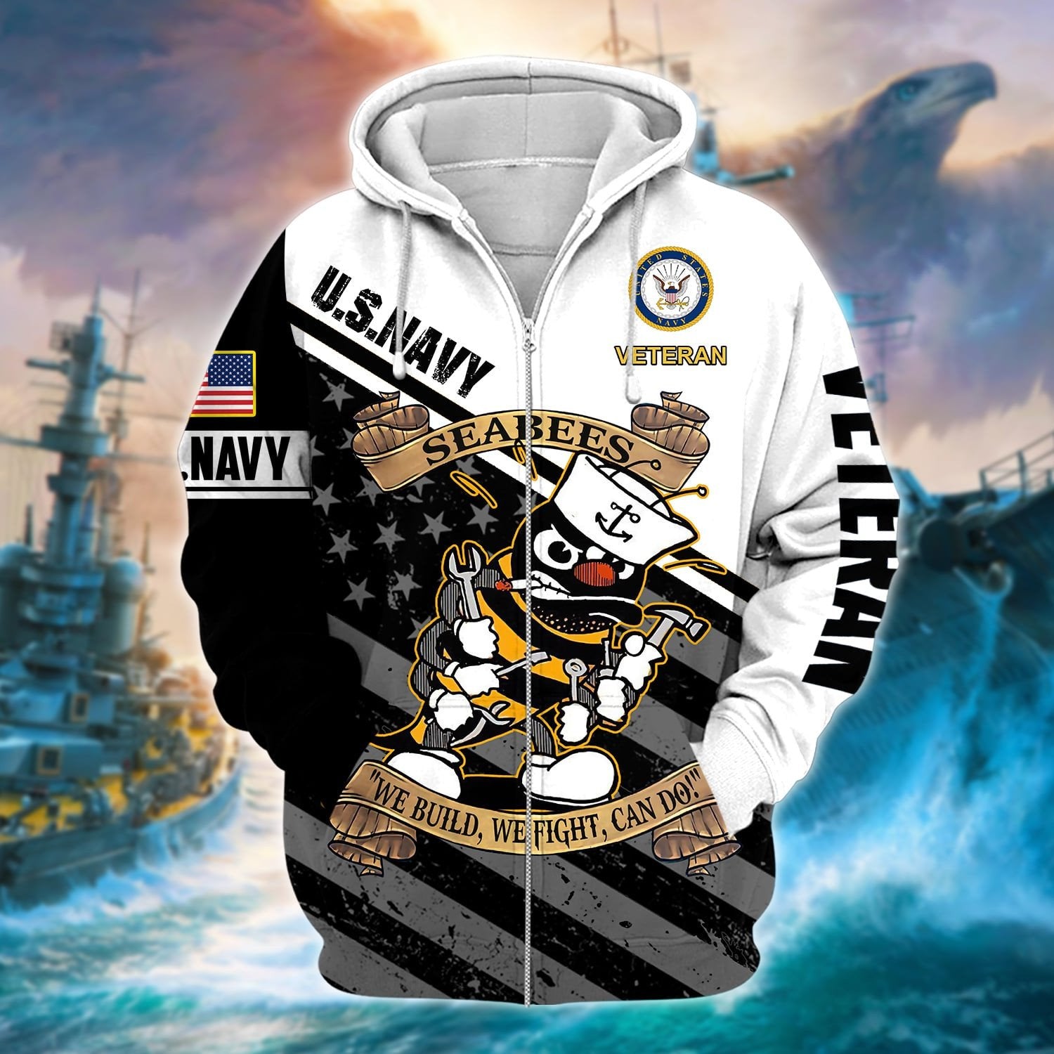 Unique U.S. Navy Veteran Zip Hoodie PVC081205