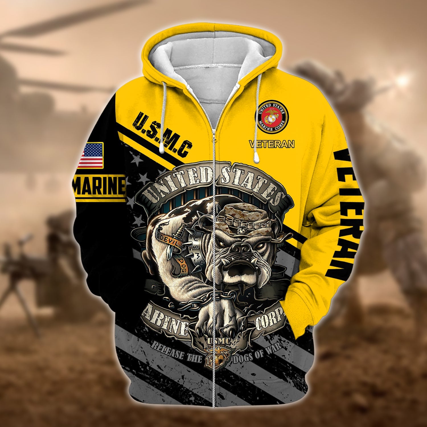 Unique U.S. Marine Corps Veteran Zip Hoodie PVC221101