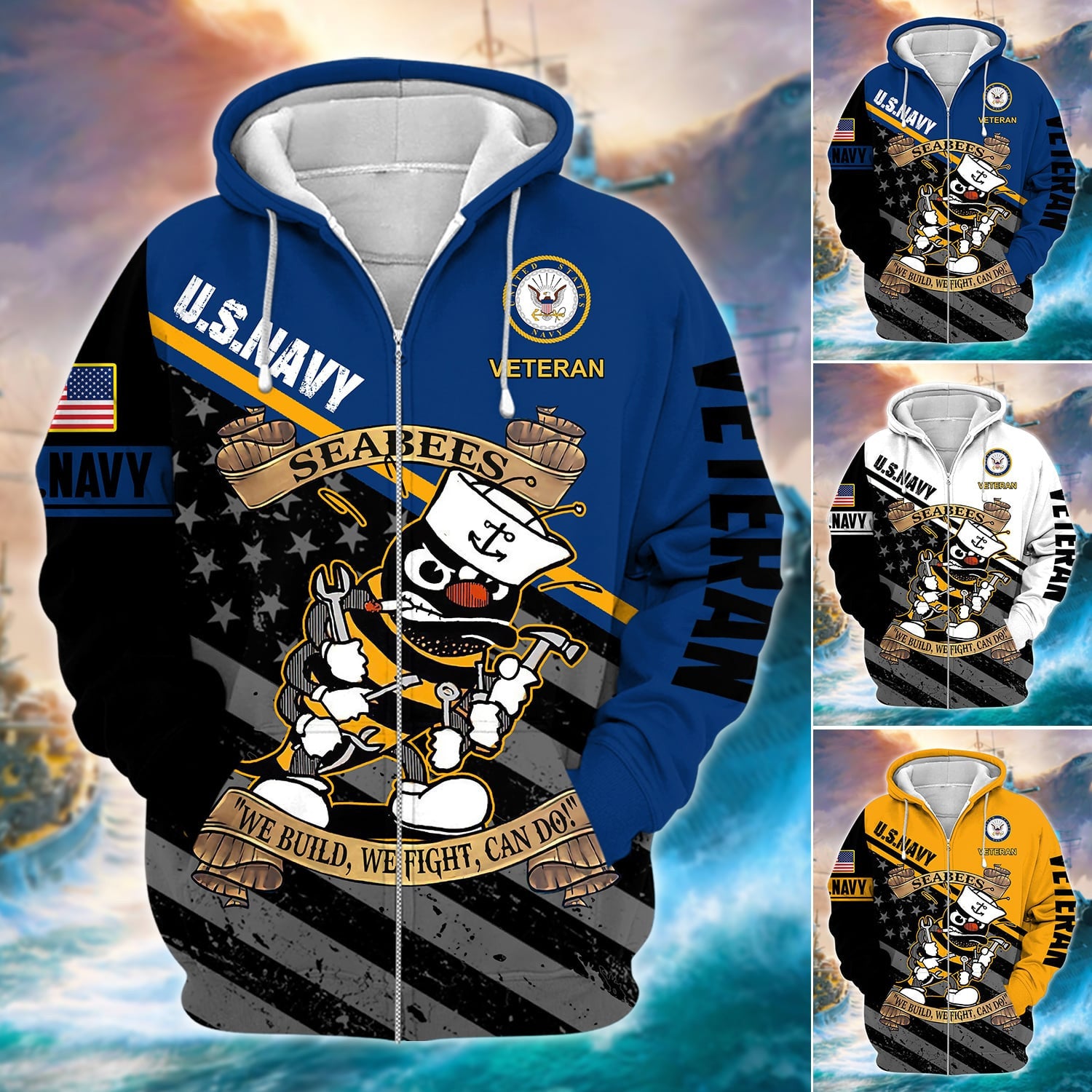 Unique U.S. Navy Veteran Zip Hoodie PVC081205