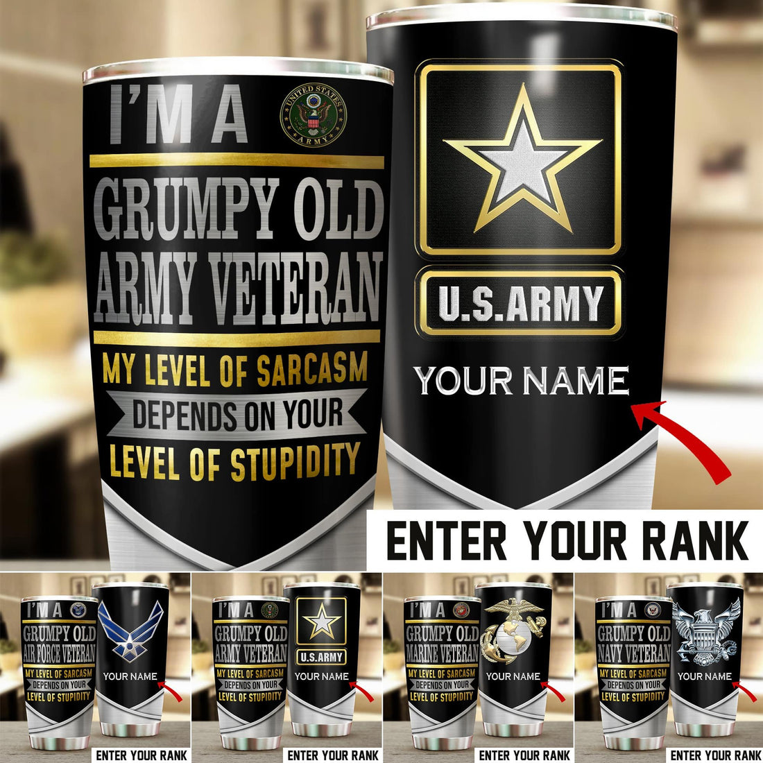 Personalised I'm A Grumpy Old Veteran Tumbler TVN041205