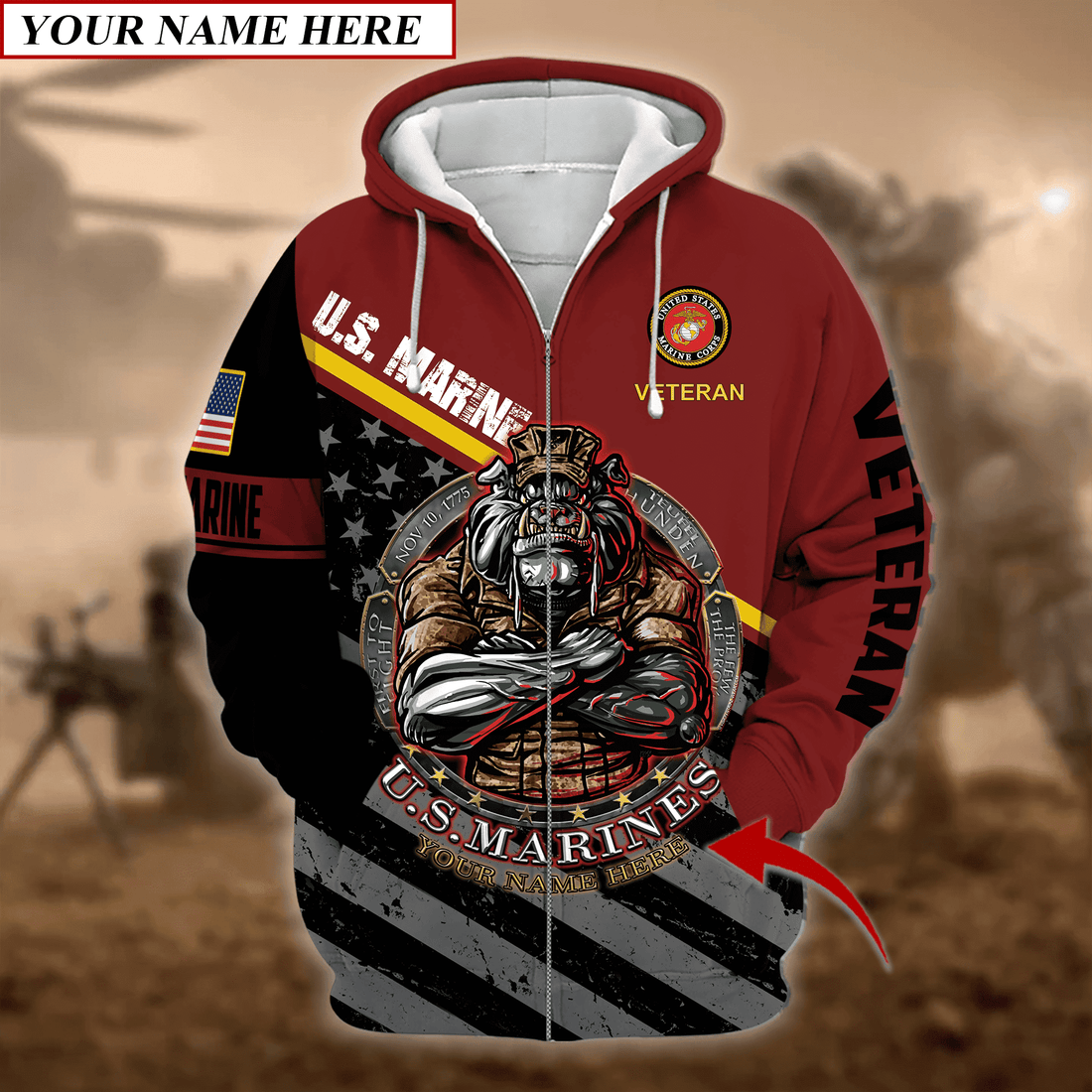 Personalize Unique Marine Corps Amphibious Alligator Zip Hoodie & Cap Collection TVN021202