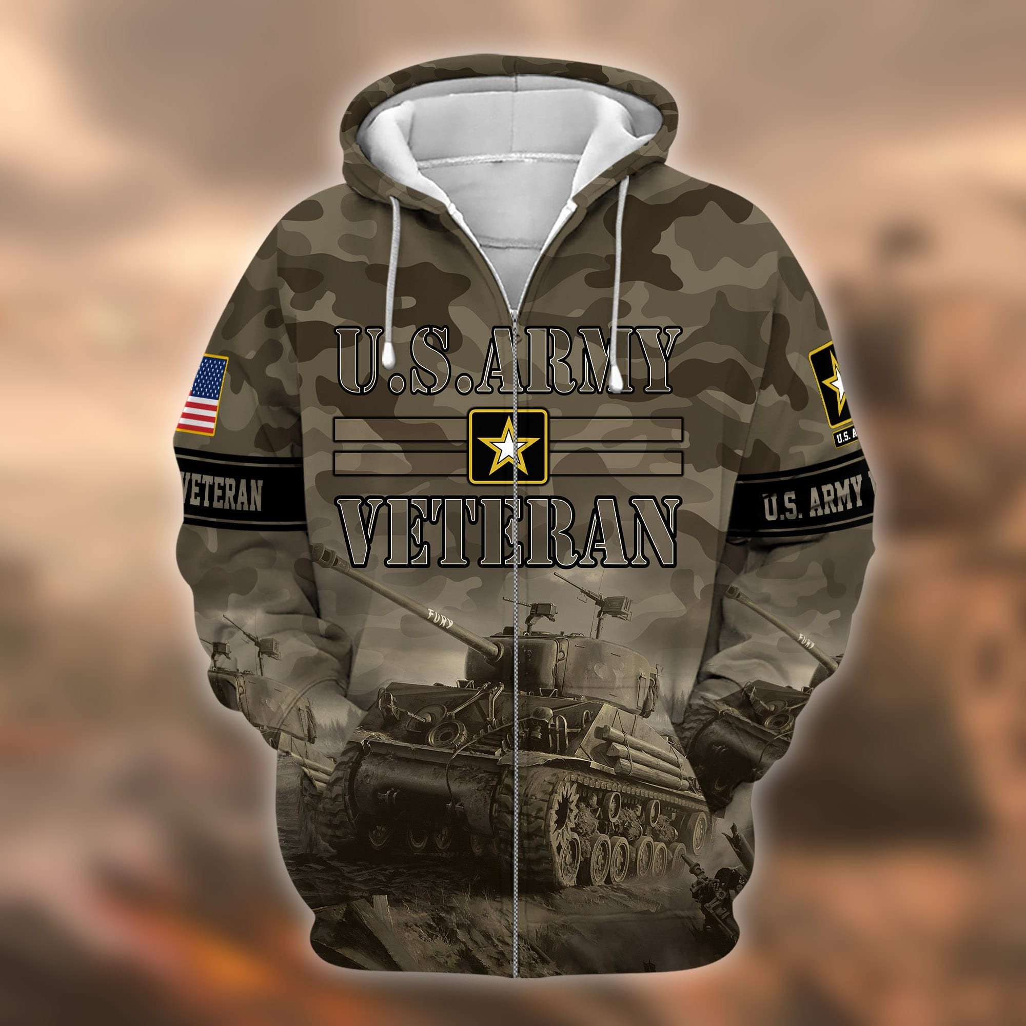 Unique U.S. Army Veteran Zip Hoodie PVC231101