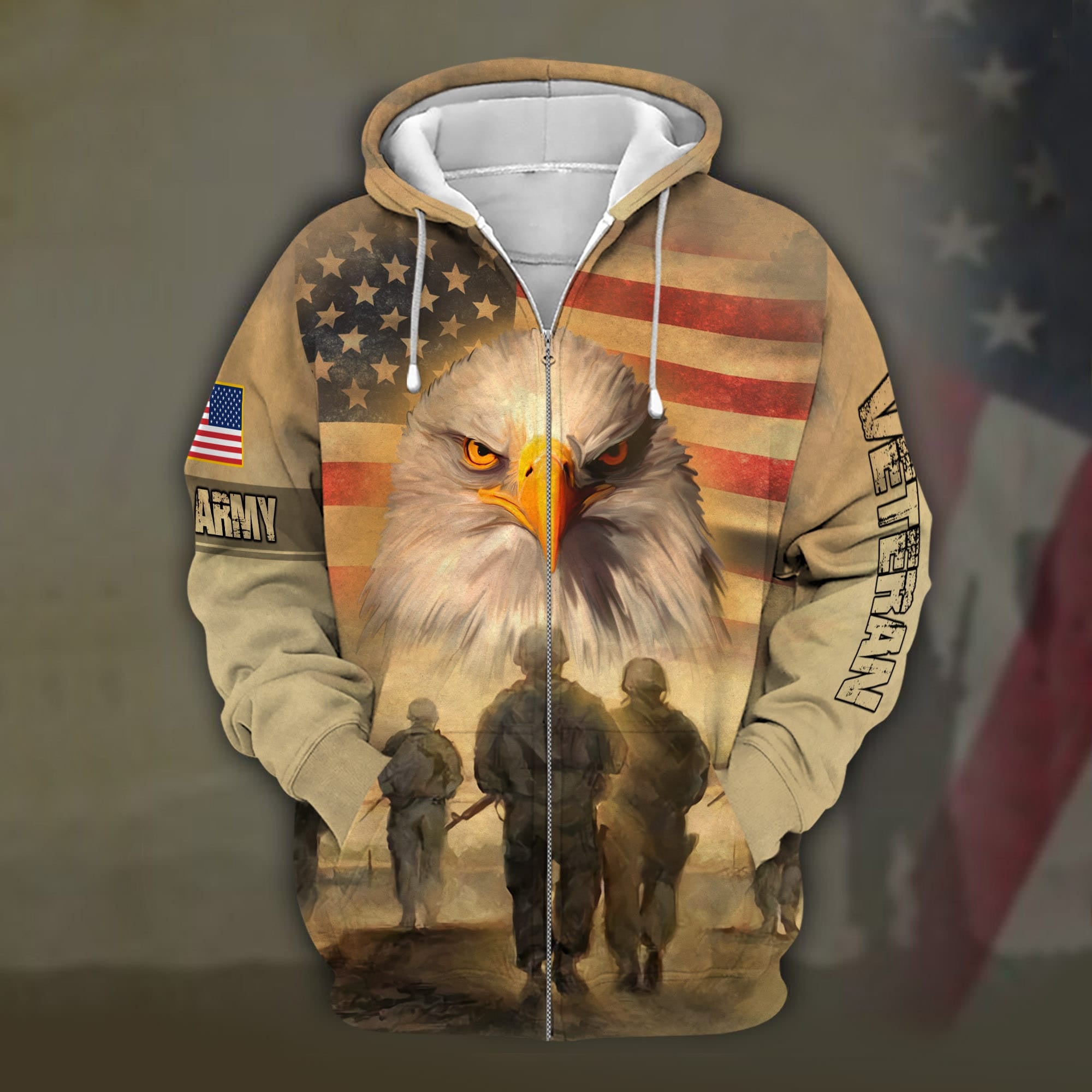 Unique U.S. Army Veteran Zip Hoodie PVC041203