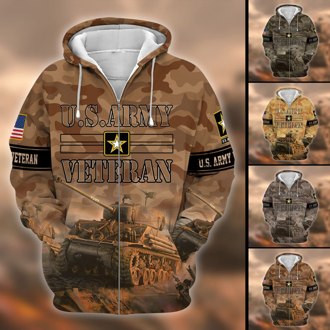Unique U.S. Army Veteran Zip Hoodie PVC231101
