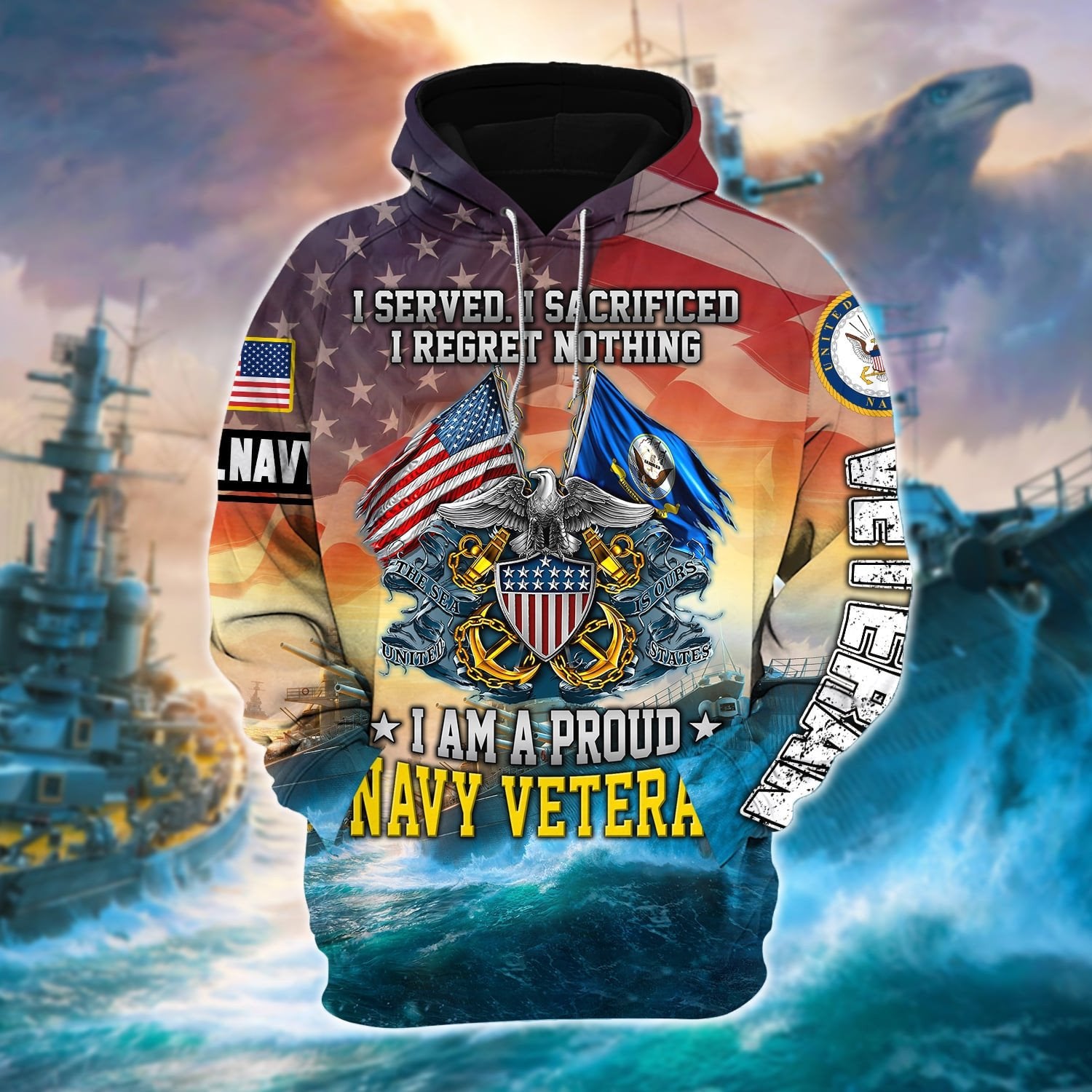 I Am A Proud Navy Veteran Zip Hoodie TVN271004