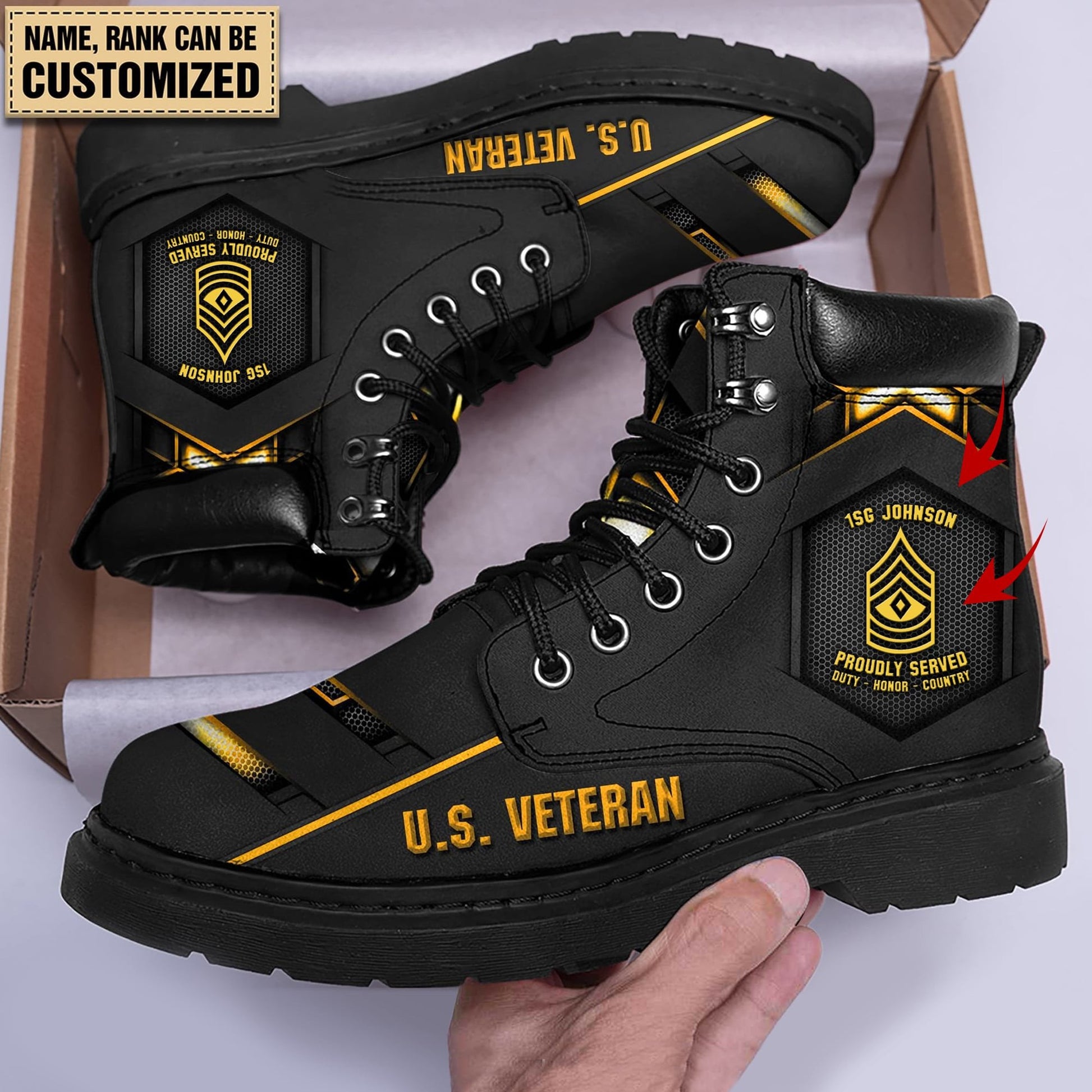 Personalised Multiple Service U.S Veteran Boots & Cap TVN080105