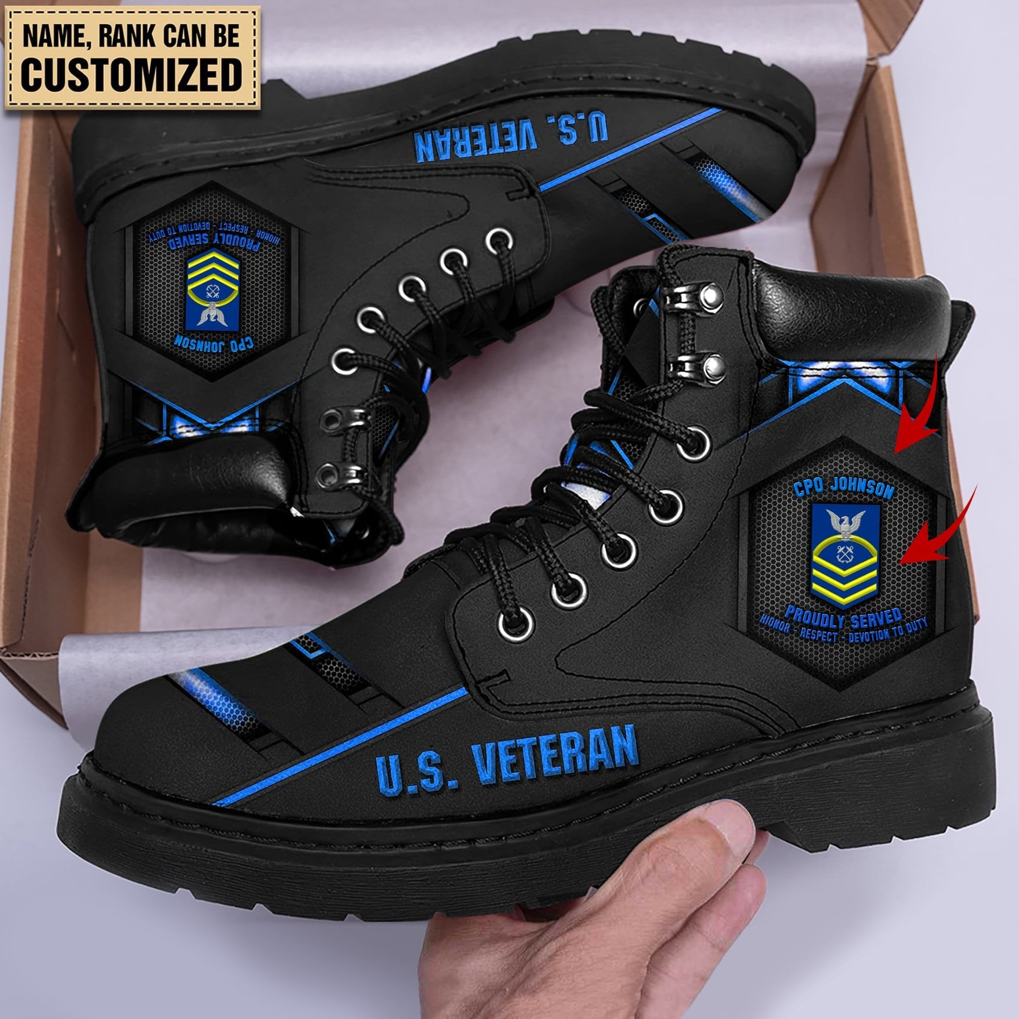 Personalised Multiple Service U.S Veteran Boots & Cap TVN080105