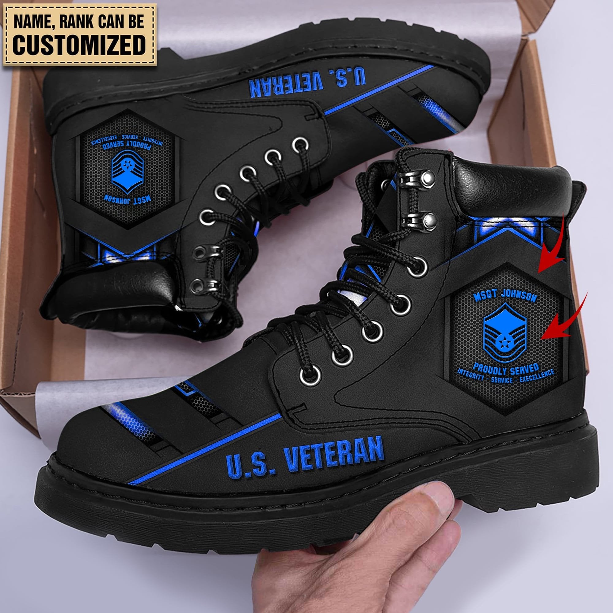 Personalised Multiple Service U.S Veteran Boots & Cap TVN080105