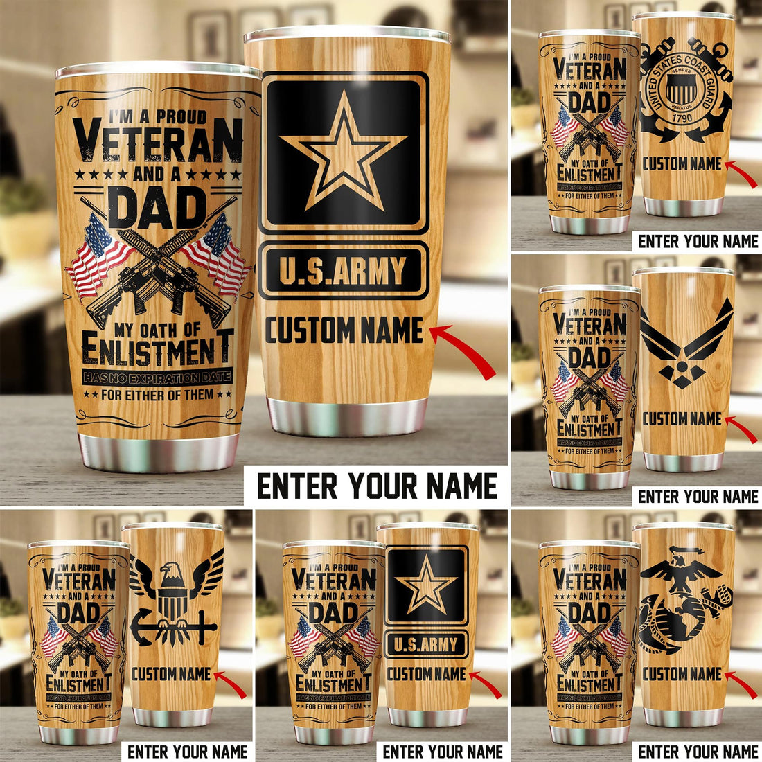 Personalised Unique Multiple Service Veteran Tumbler TVN120102