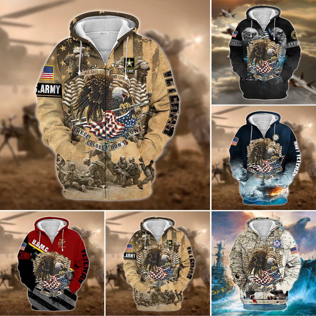 Unique U.S Veteran These Colors Don't Run Zip Hoodie TVN080101
