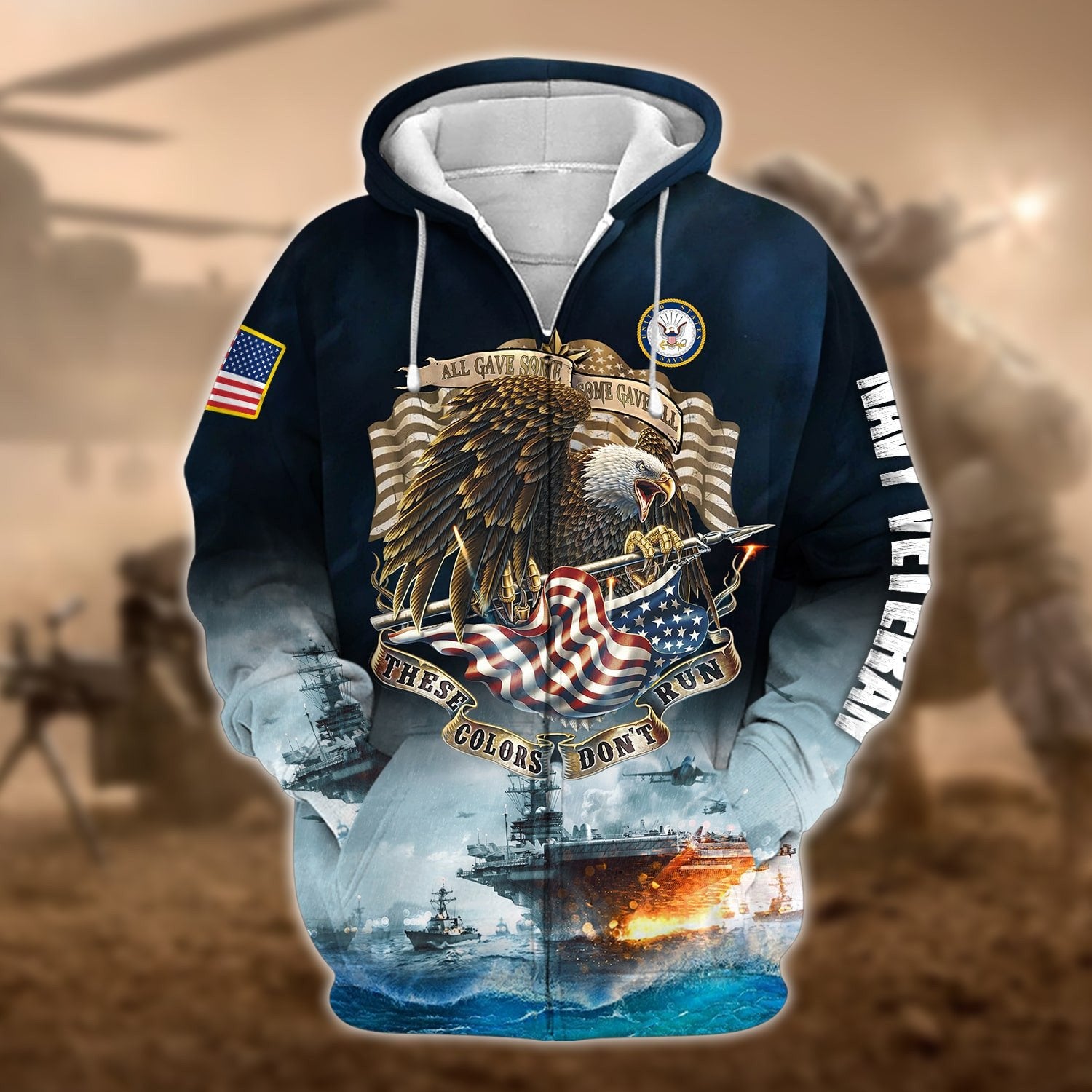 Unique U.S Veteran These Colors Don't Run Zip Hoodie TVN080101