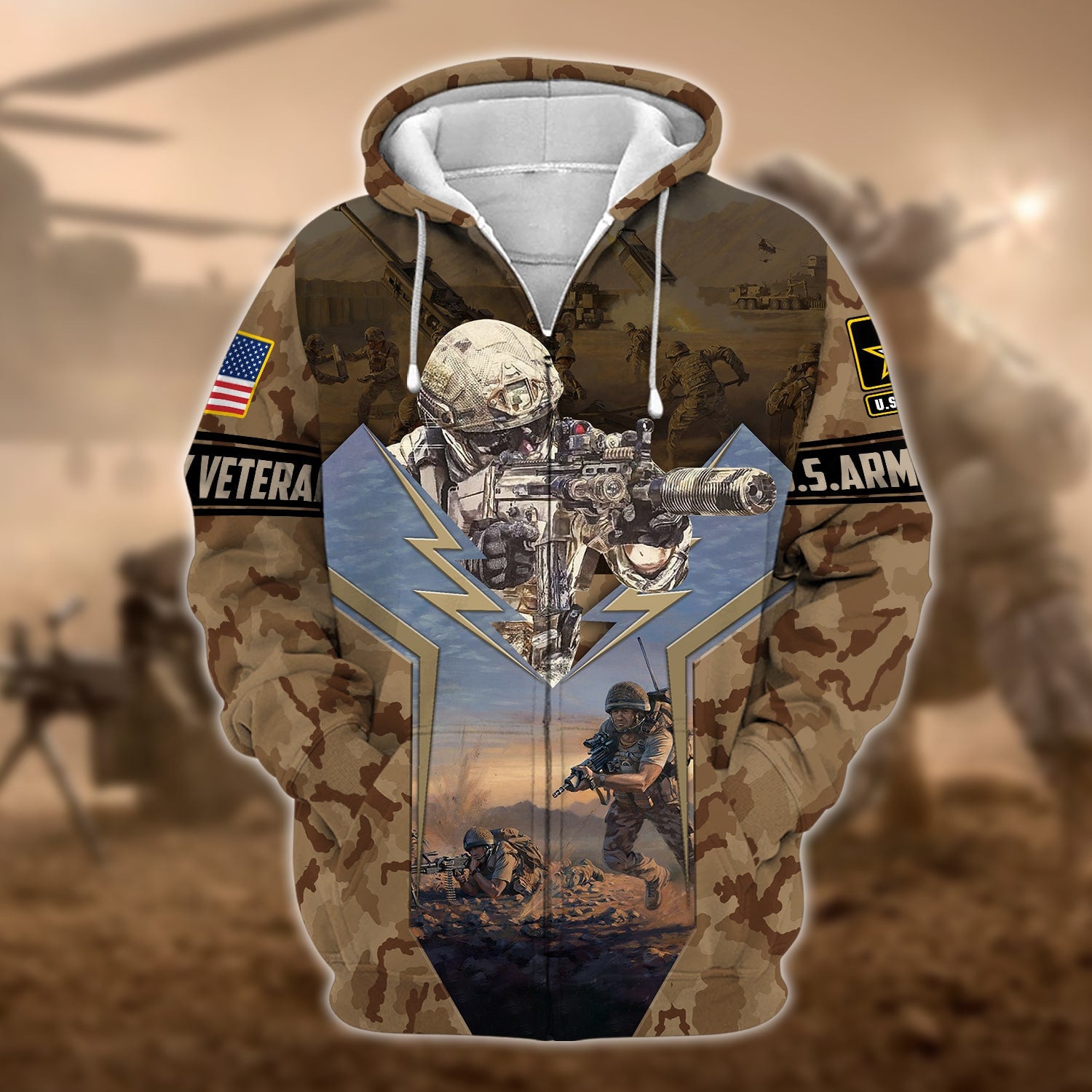 Unique U.S. Army Veteran Zip Hoodie PVC120103