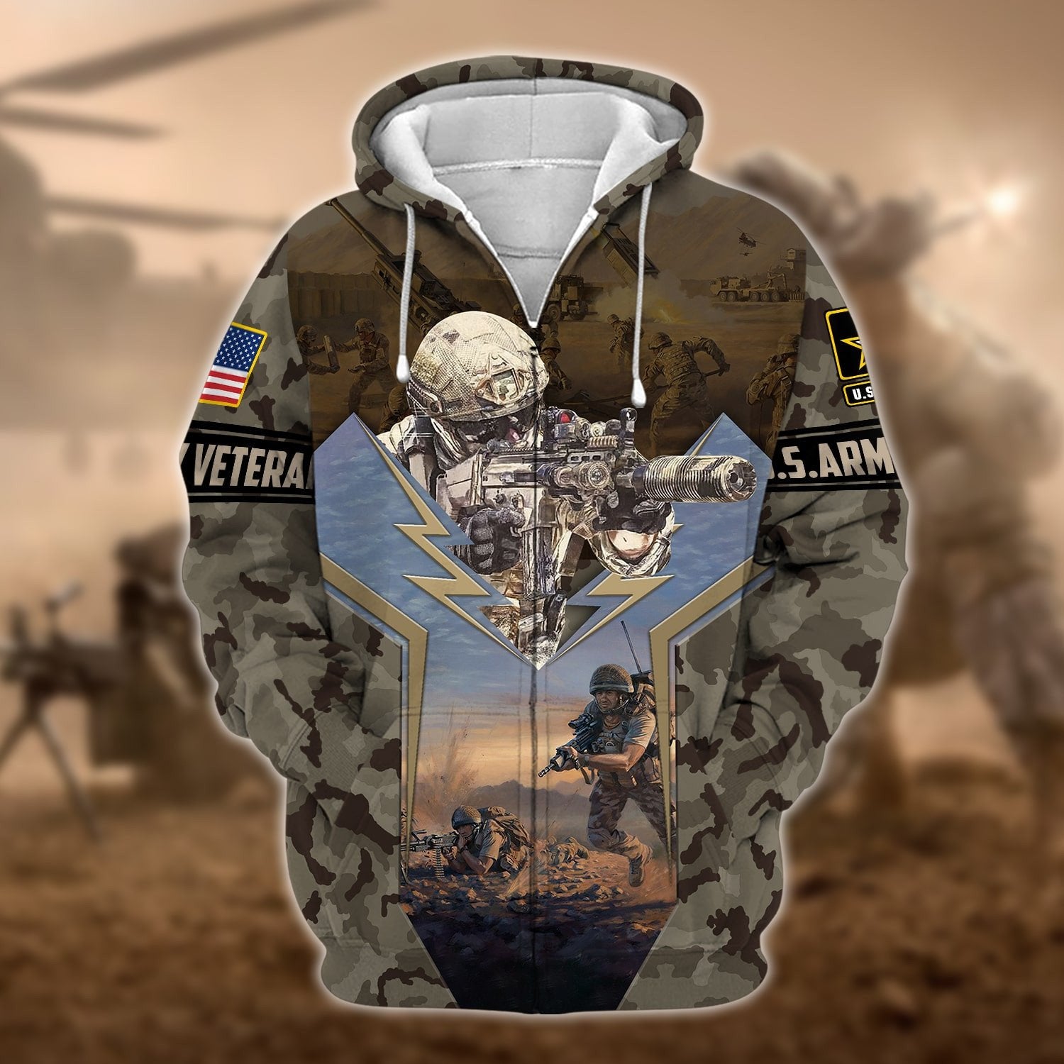 Unique U.S. Army Veteran Zip Hoodie PVC120103