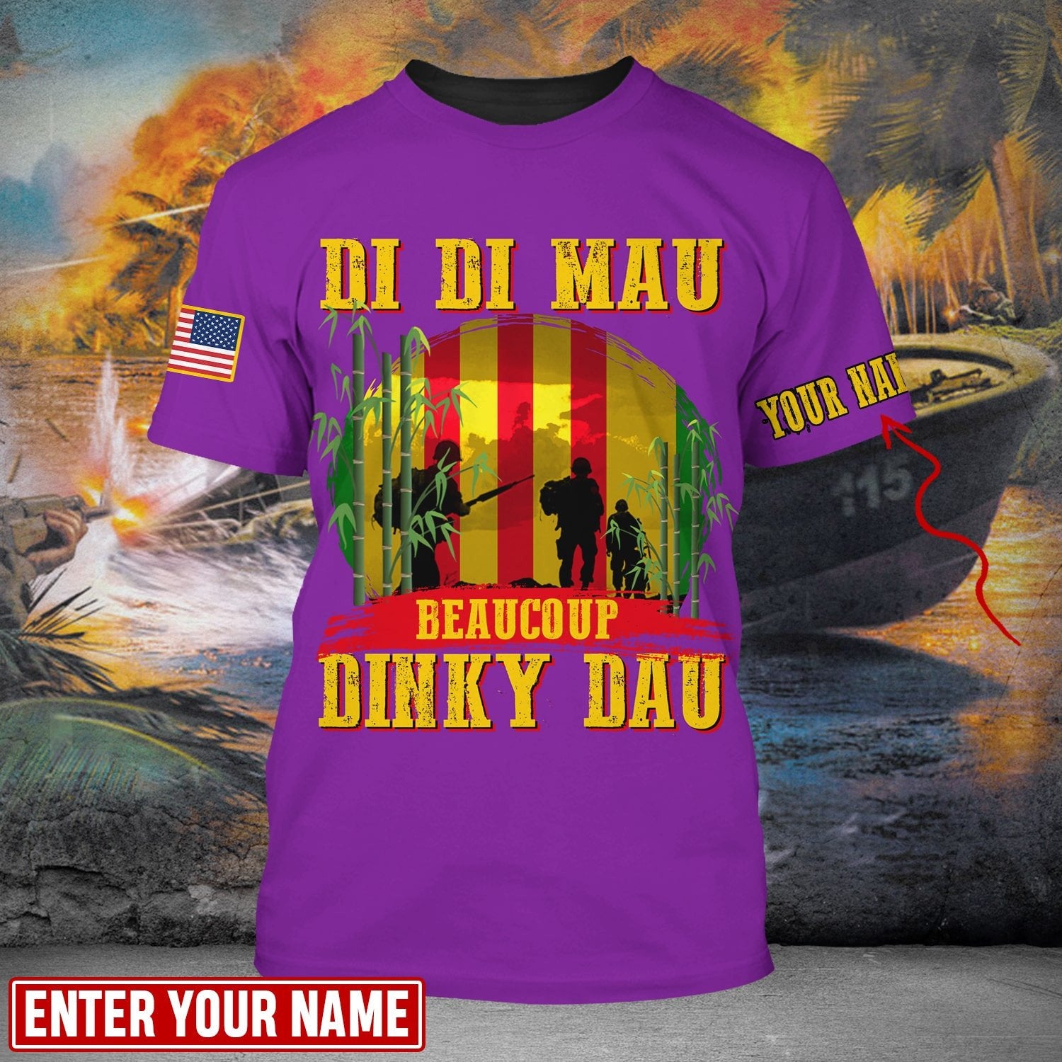 Personalised Multicolor Di Di Mau Dinky Dau Vietnam Veteran T-shirt TVN170103
