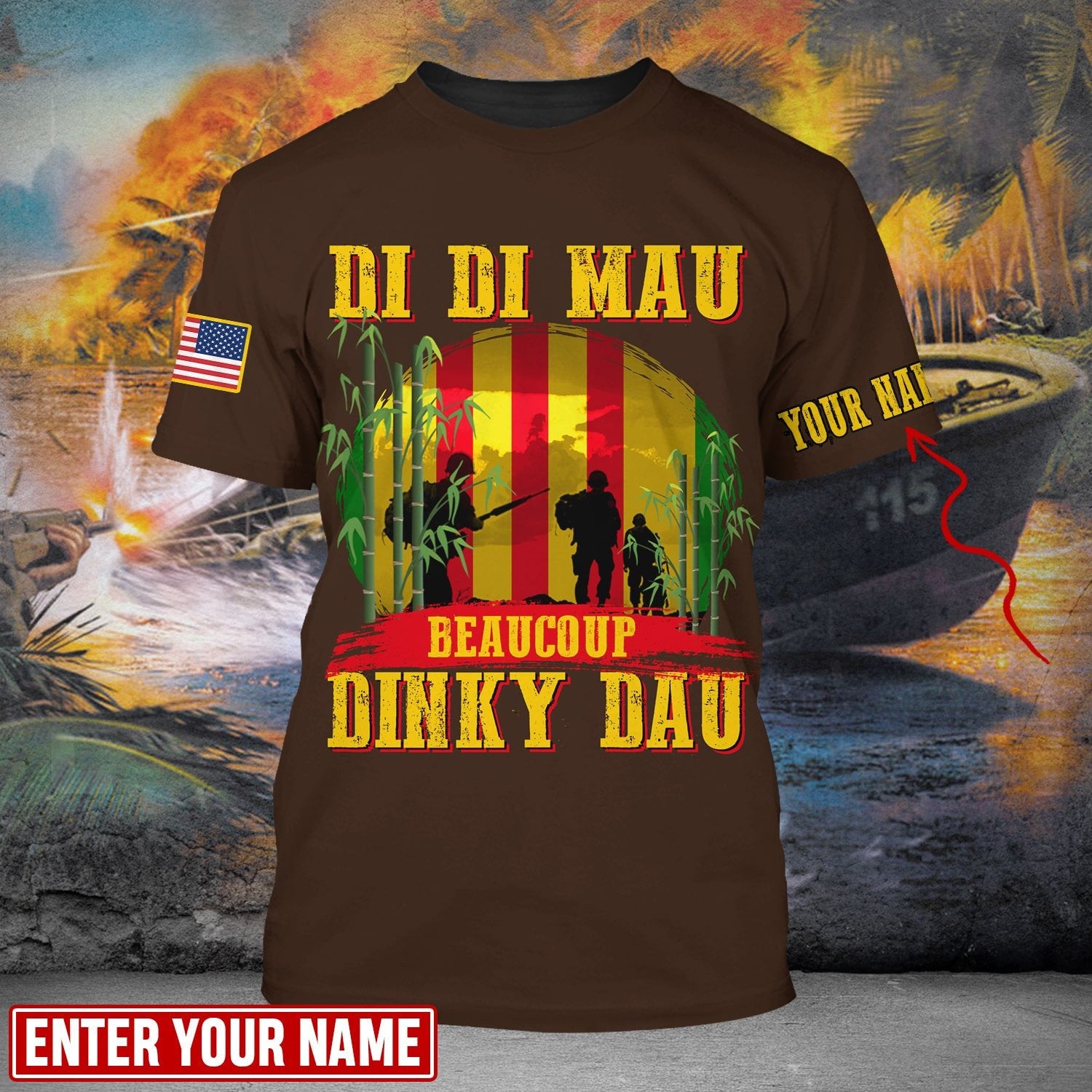 Personalised Multicolor Di Di Mau Dinky Dau Vietnam Veteran T-shirt TVN170103