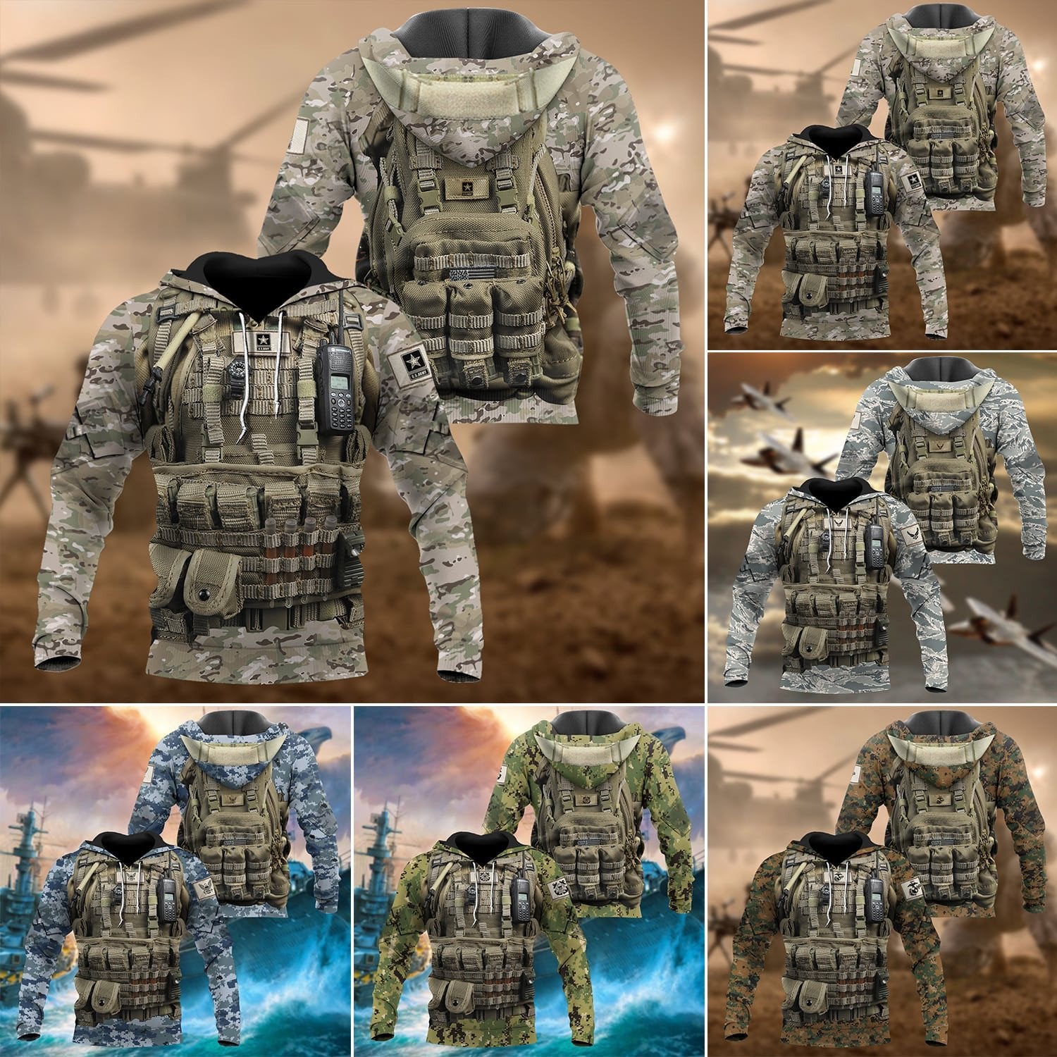 Unique Multiple Service Veteran Hoodie PVC190101