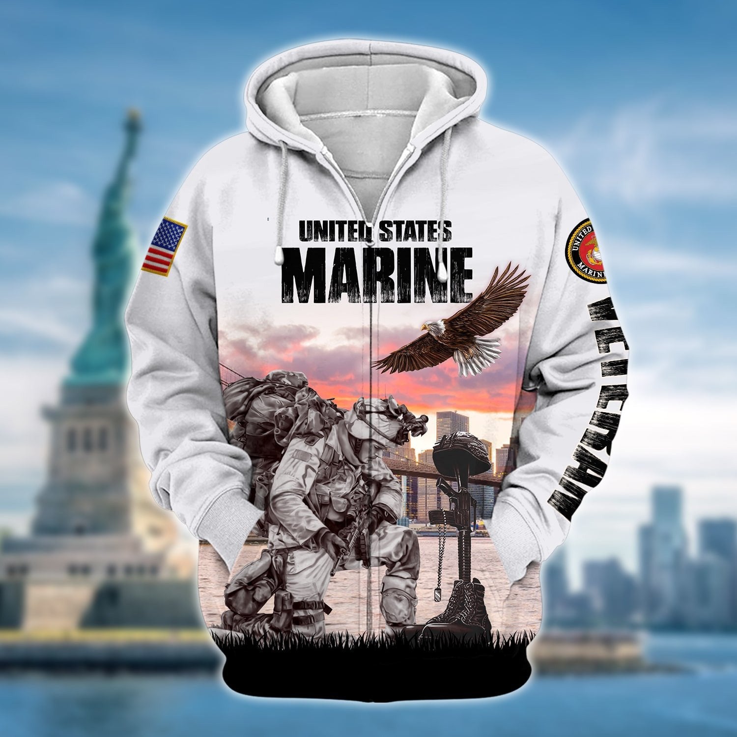 Unique Multiple Service US Veteran Zip Hoodie NPVC090201