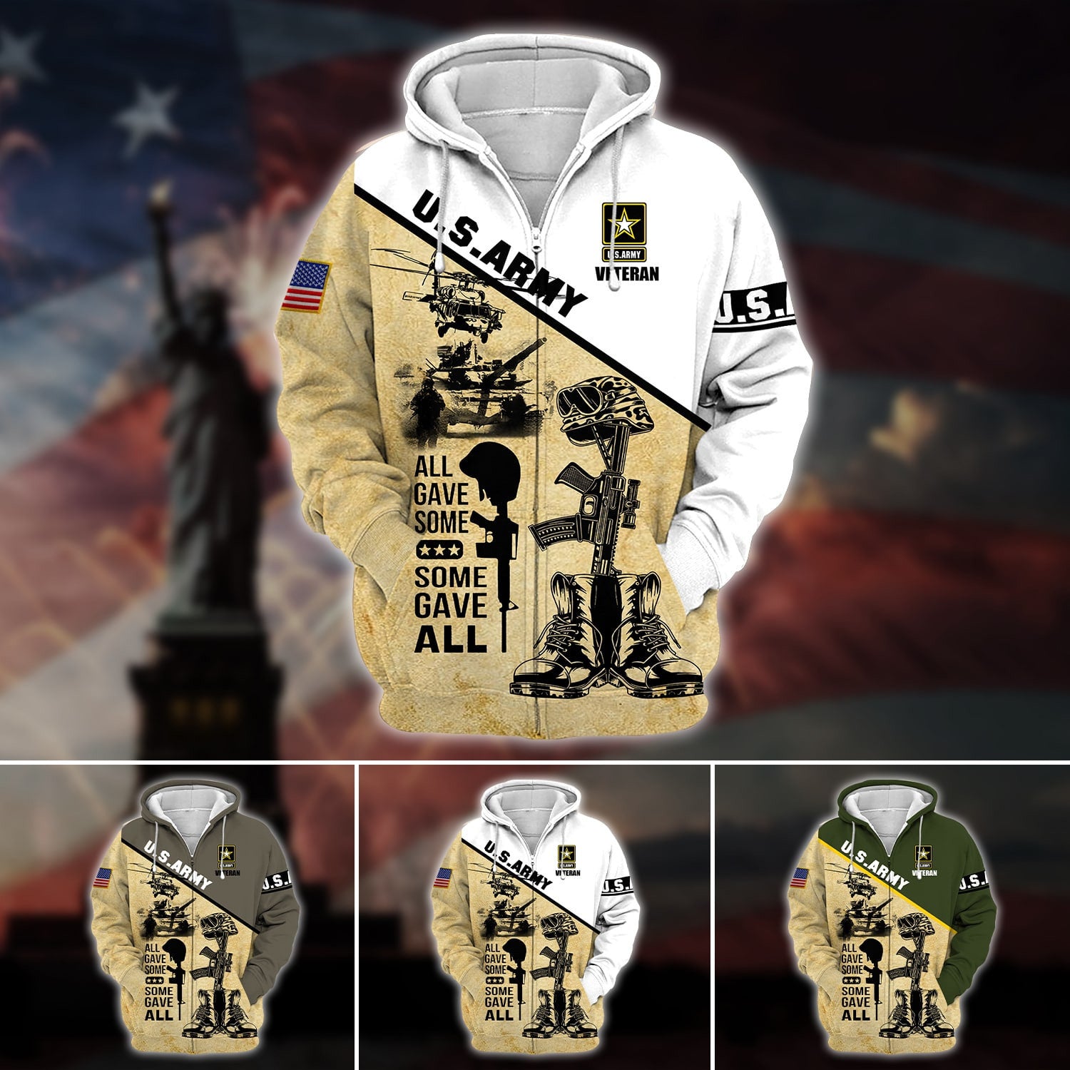 Unique U.S.Army Veteran Zip Hoodie PVC150202