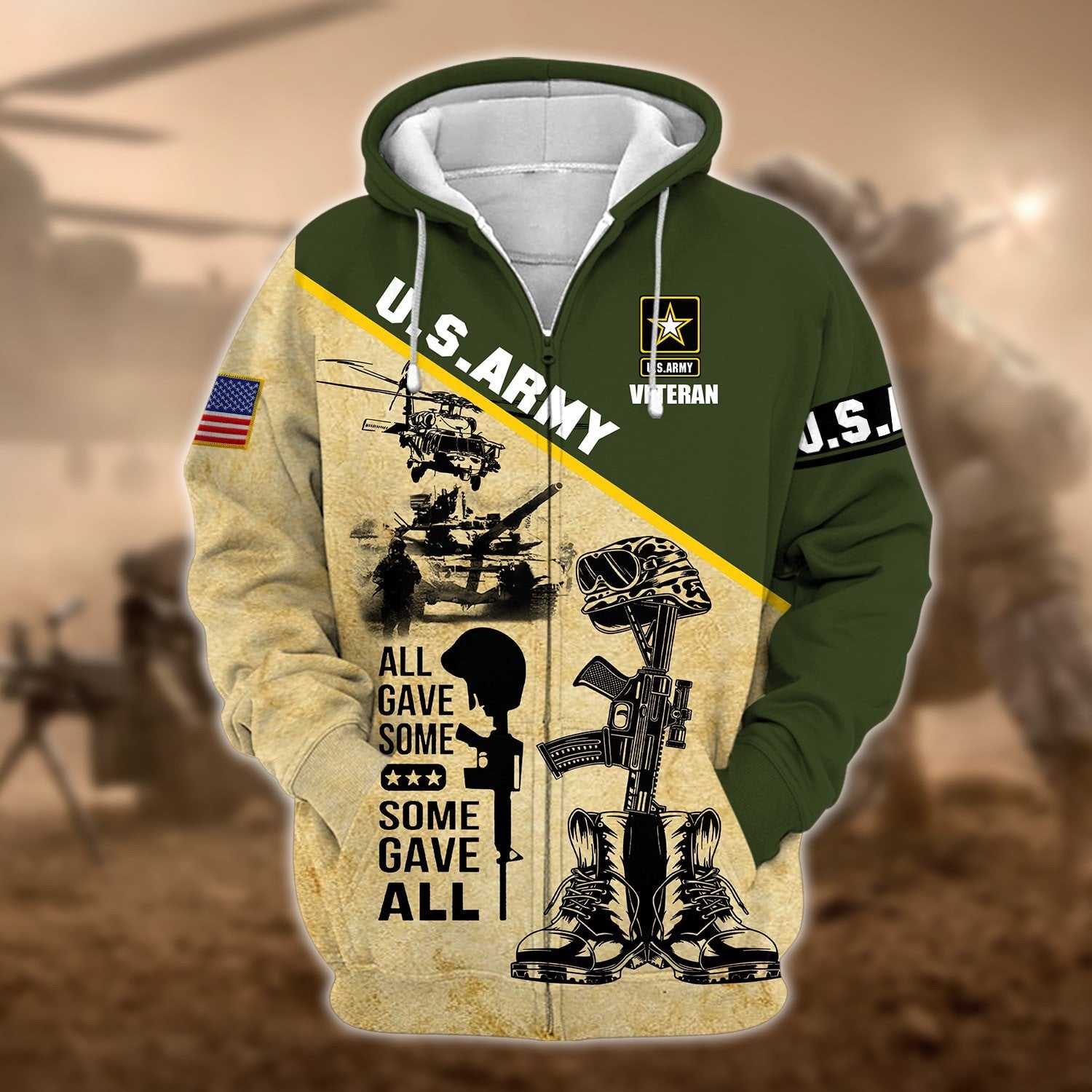 Unique U.S.Army Veteran Zip Hoodie PVC150202