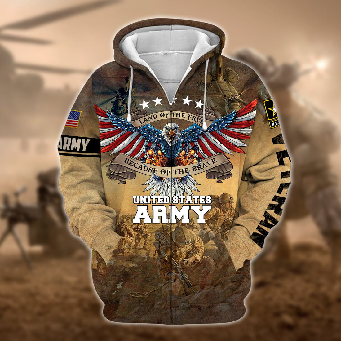 Unique U.S. Army Veteran Zip Hoodie PVC150204