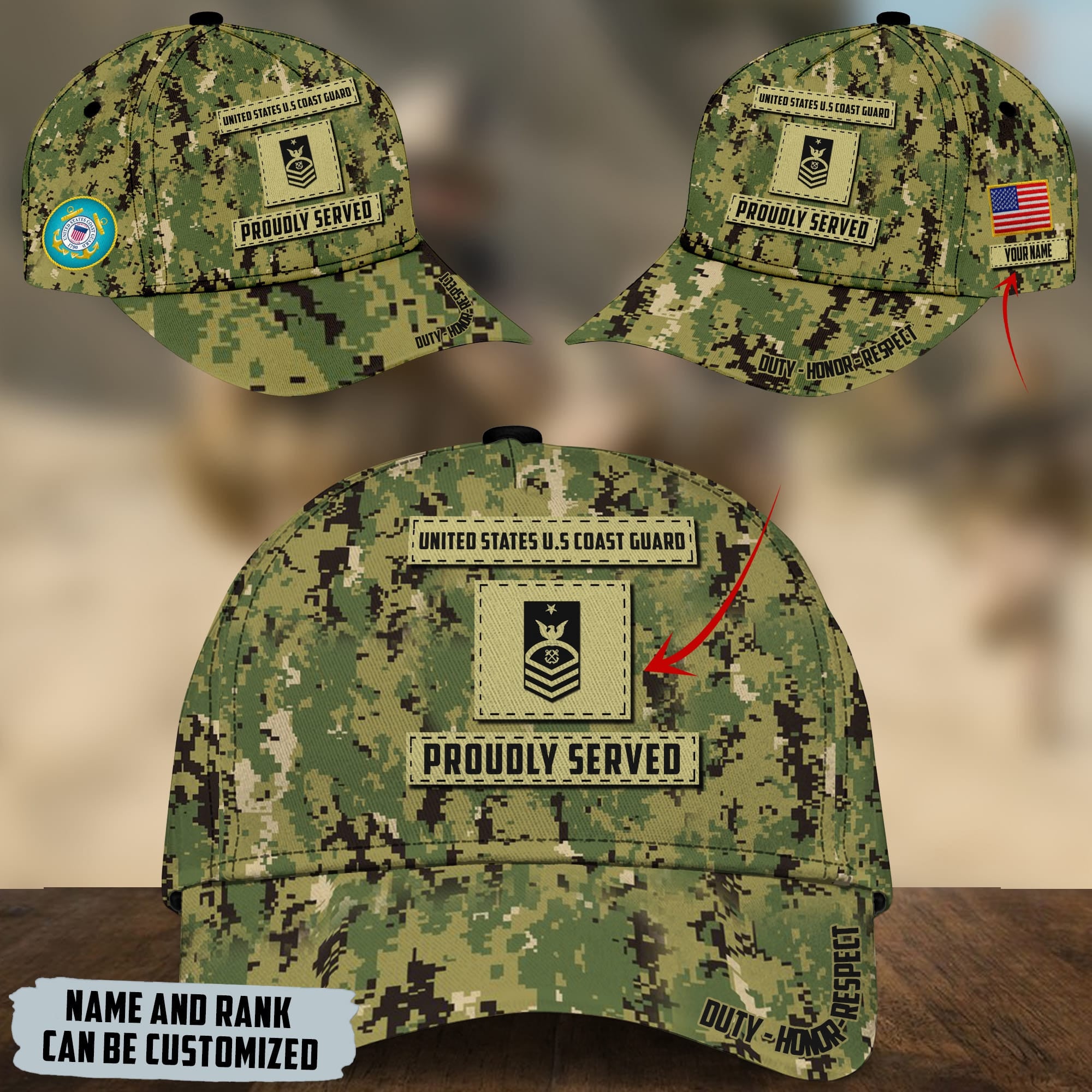 Unique Personalised U.S Multiple Service Veteran 3D Cap PVC030303