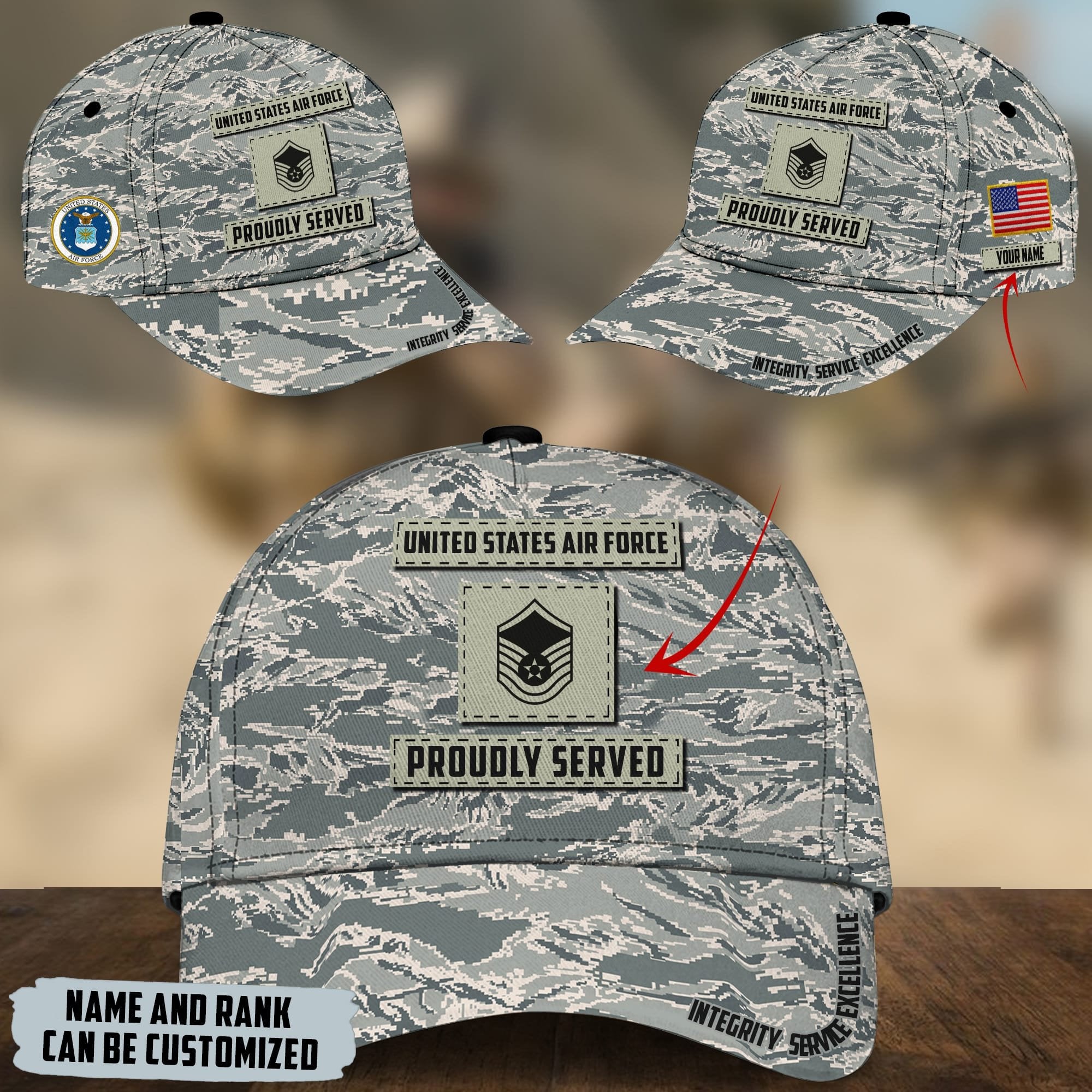 Unique Personalised U.S Multiple Service Veteran 3D Cap PVC030303