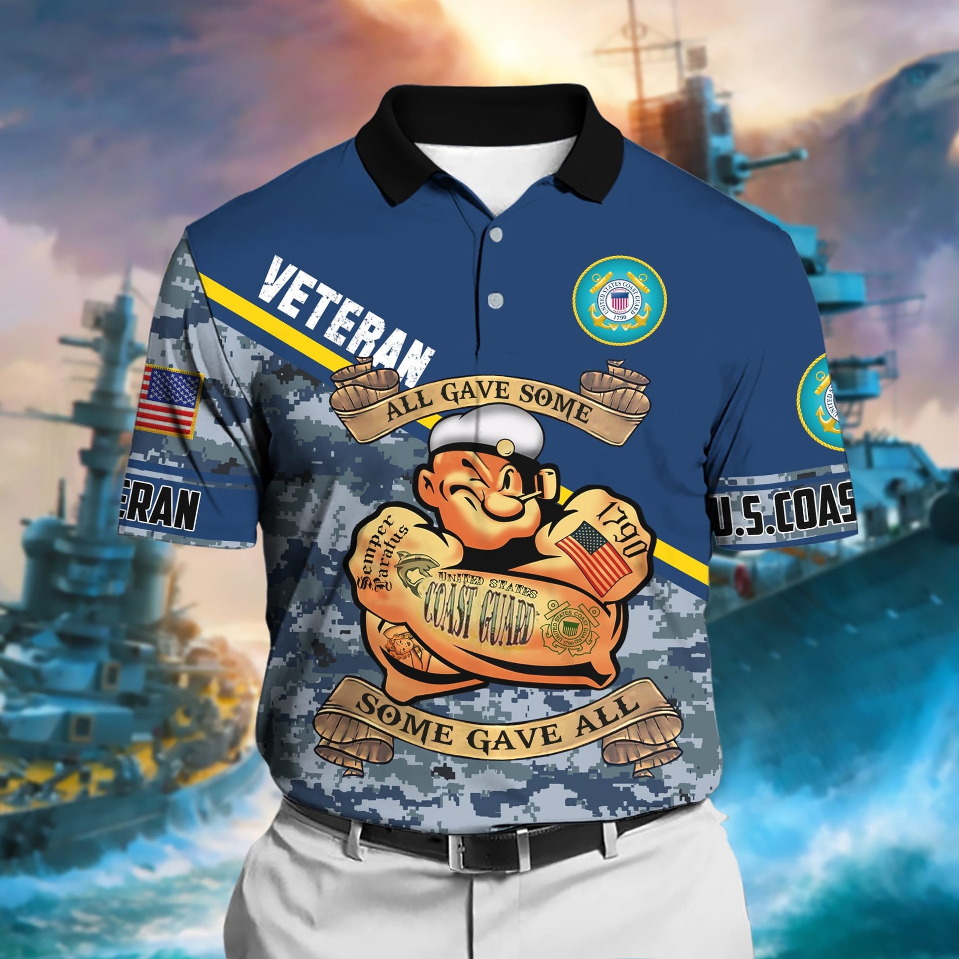 Unique U.S Multiple Service Veteran Polo Shirt PVC040302